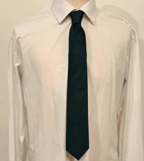 White Micro Dot on Forrest Green Necktie