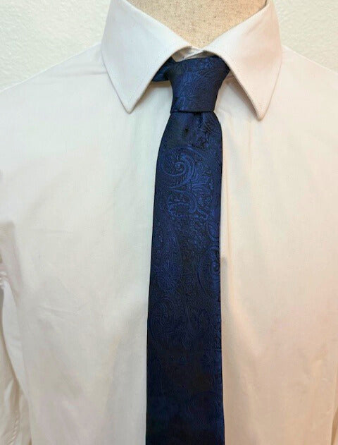 Bright Blue Paisley on Navy Necktie
