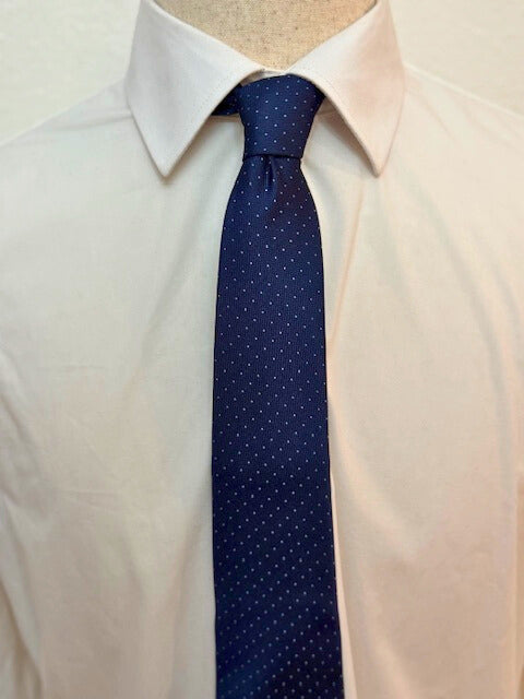 Light Blue Micro Dot on Navy Necktie