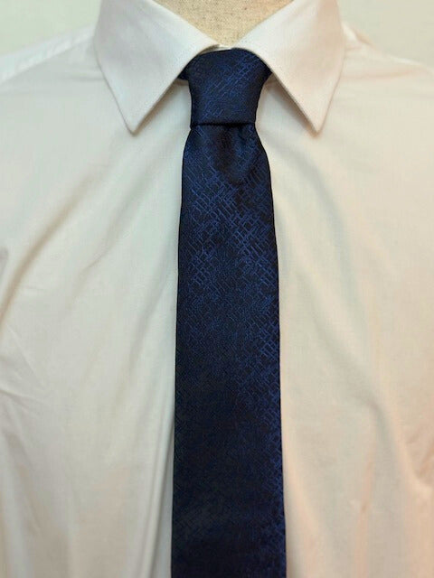 Dynamic Deep Blue Weave on Black Necktie