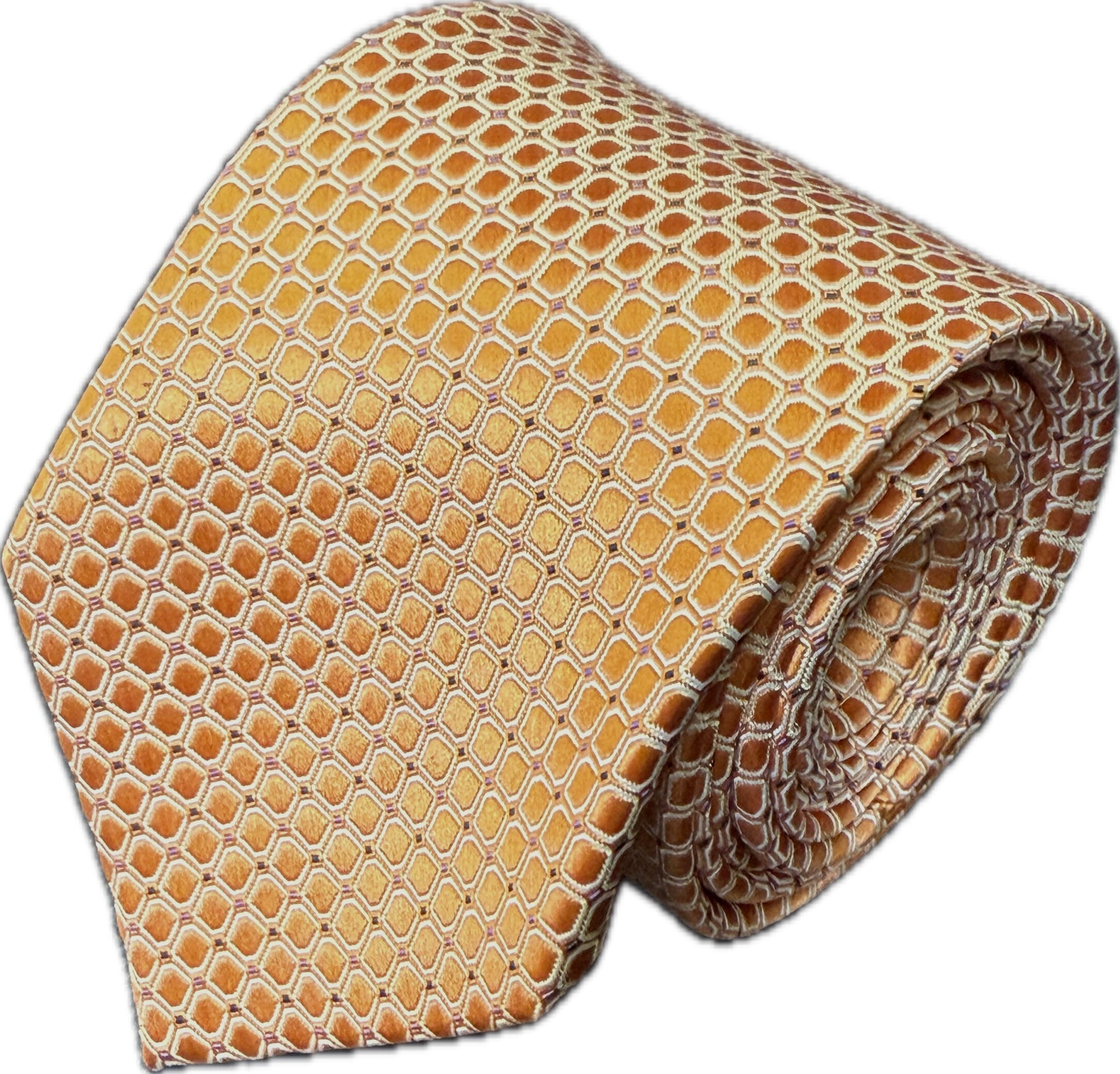 Tangerine Micro Square Geometric Necktie