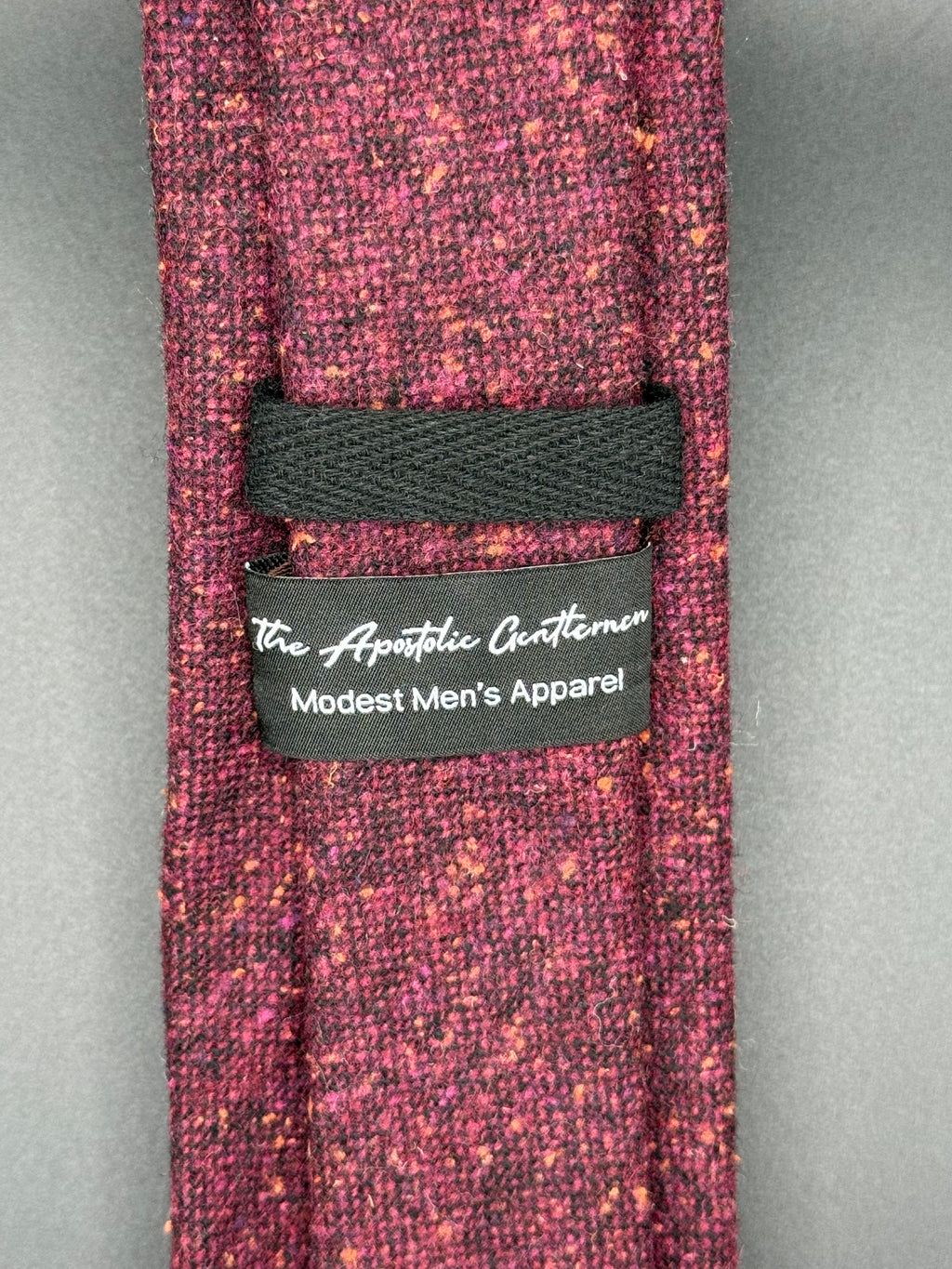 The Burgundy Wool with Orange Speckles Necktie