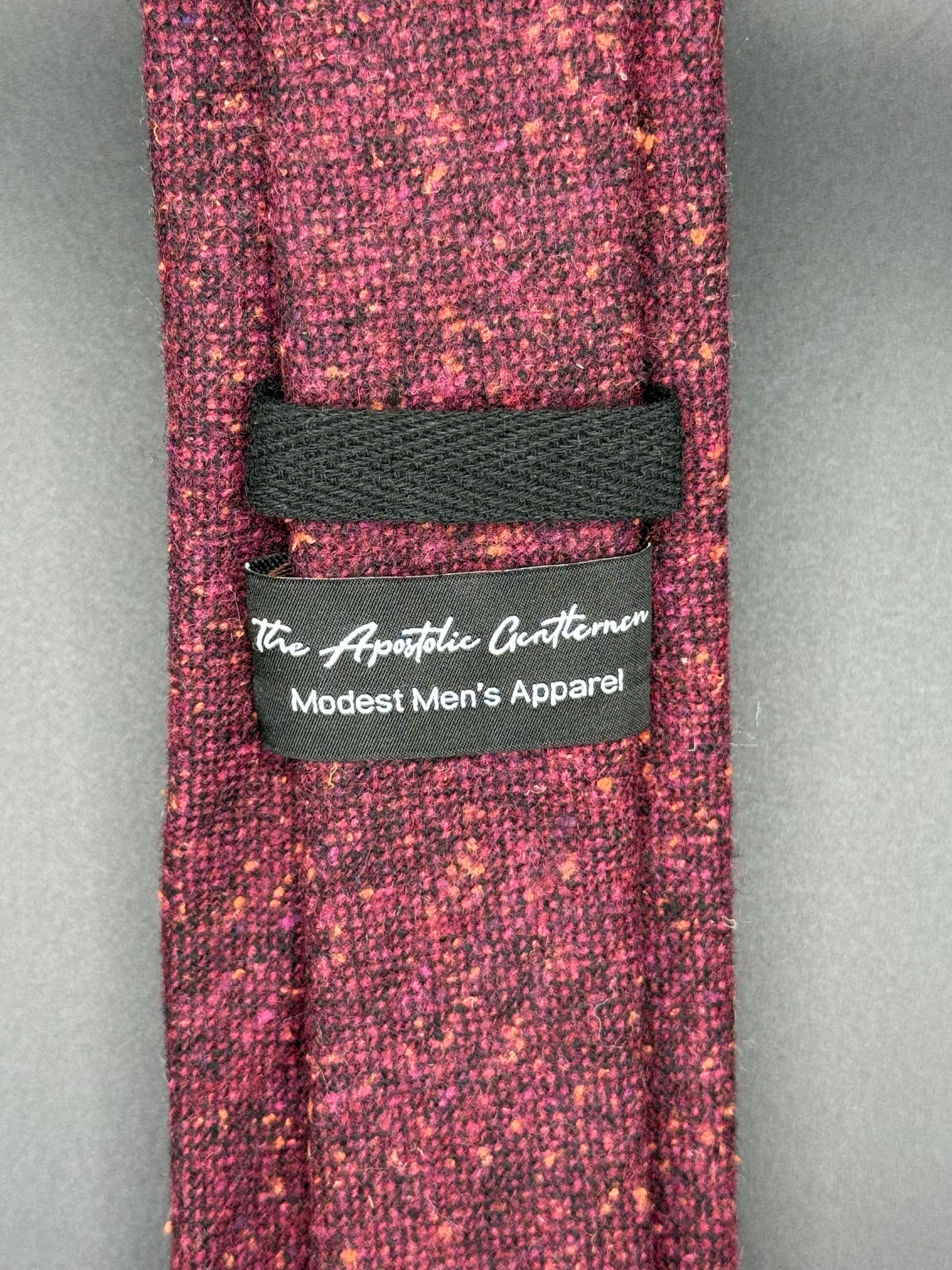 The Burgundy Wool with Orange Speckles Necktie