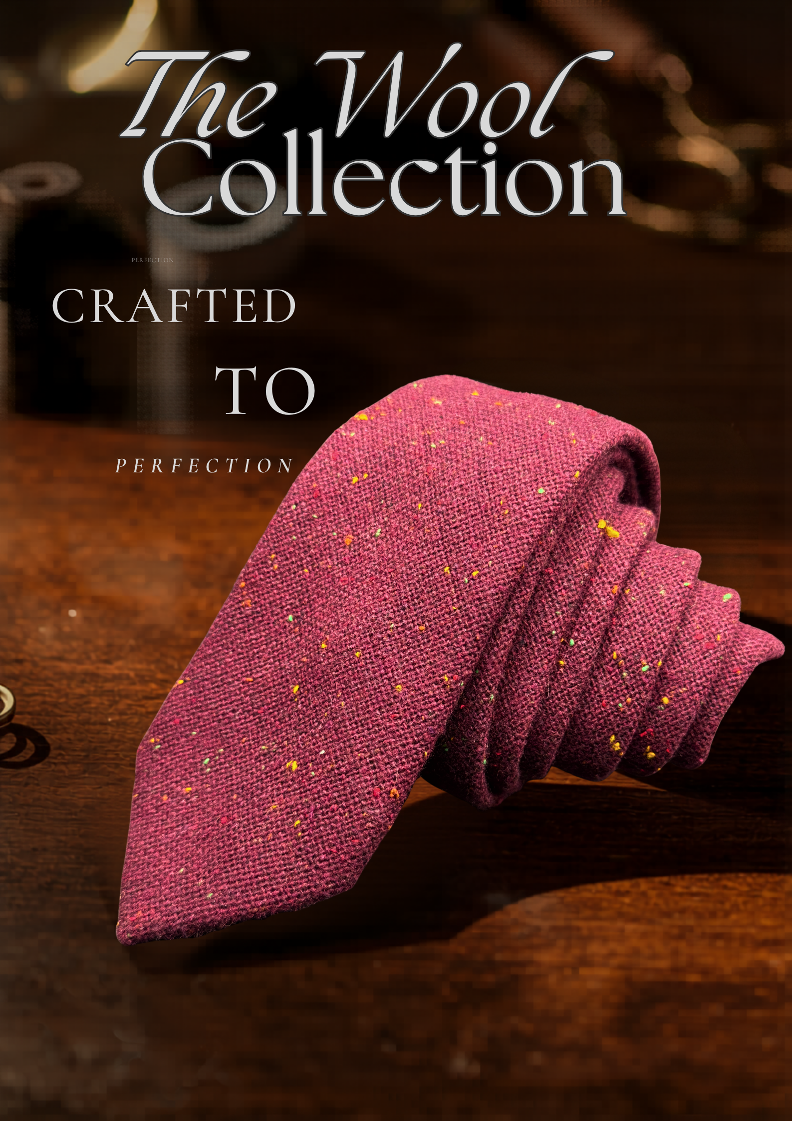 The Burgundy Wool with Multicolored Speckles Necktie