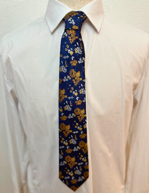 The Golden Garden at Midnight Floral Necktie