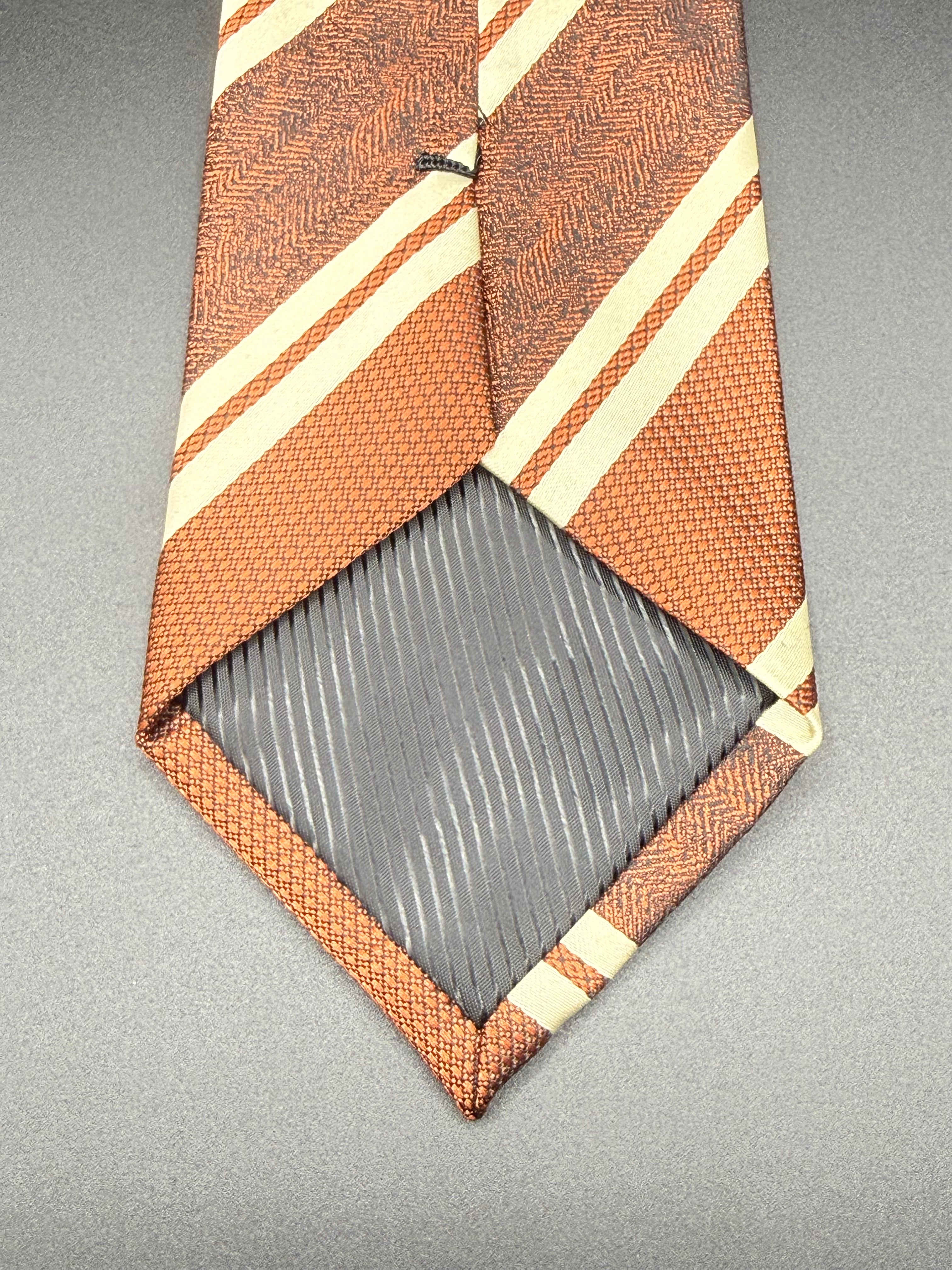 White and Brown Stripes on Brown Necktie