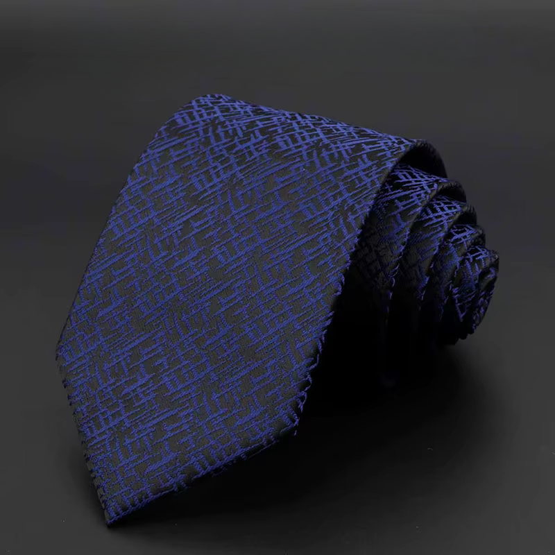Dynamic Deep Blue Weave on Black Necktie