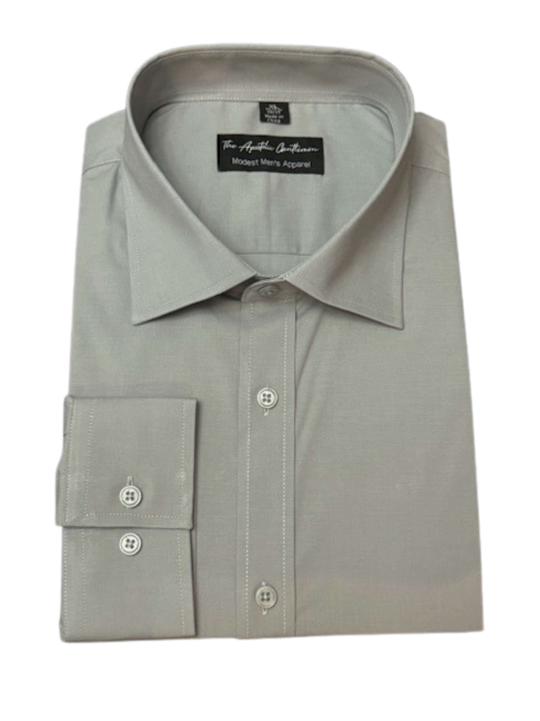 Light Grey Classic Men's Long Sleeve Dress Shirt