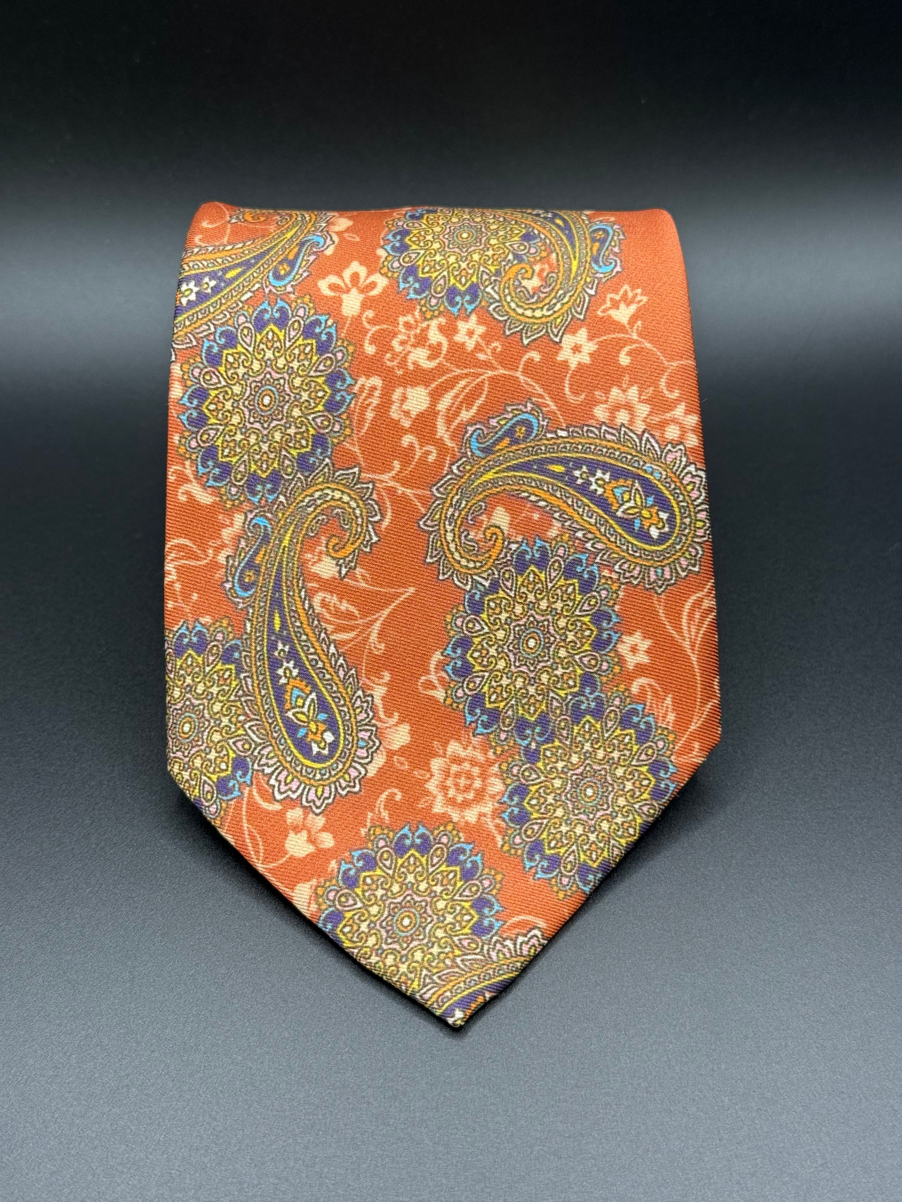 The Midnight and Mandarin Paisley Necktie