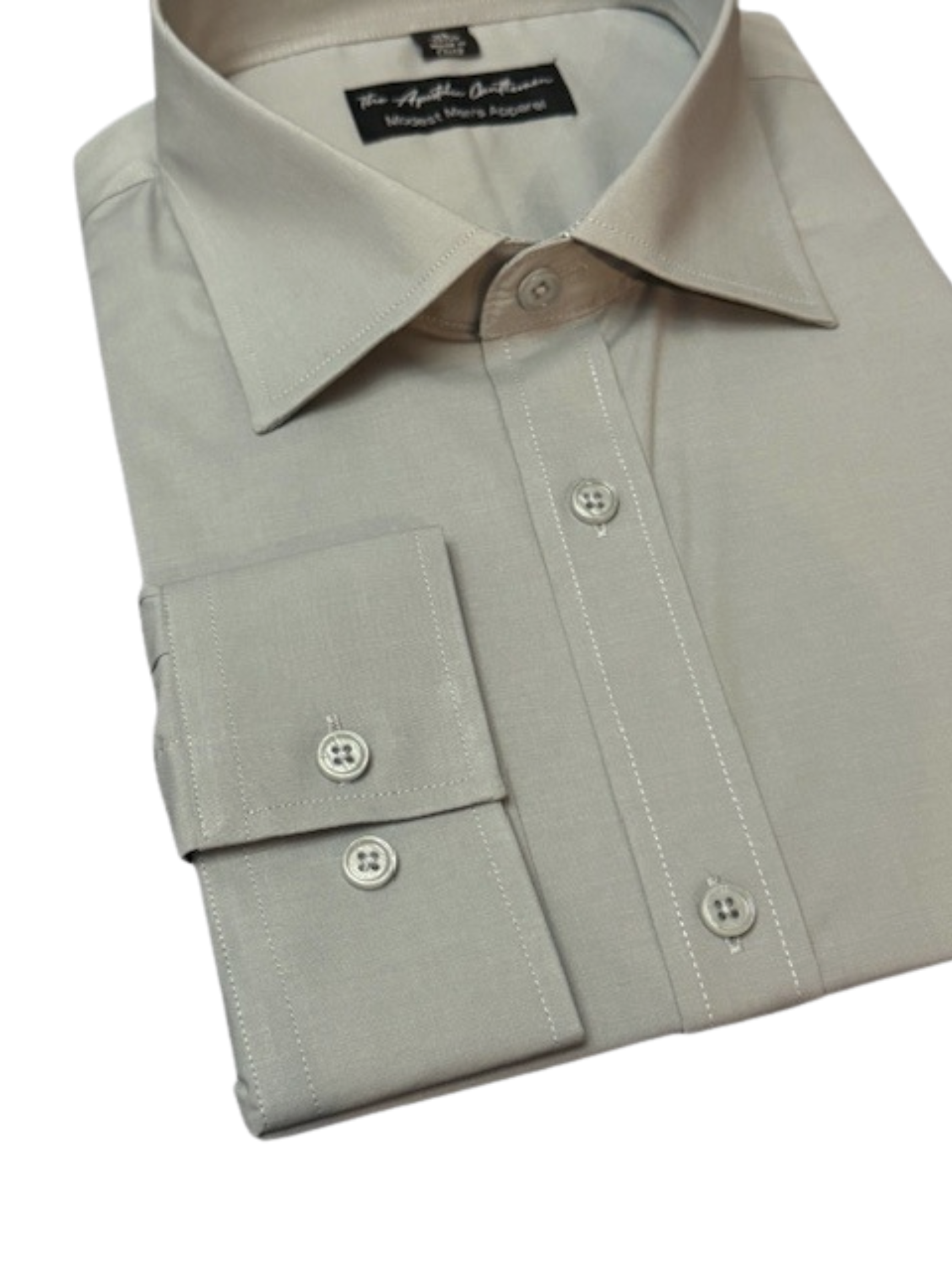 Light Grey Classic Men's Long Sleeve Dress Shirt
