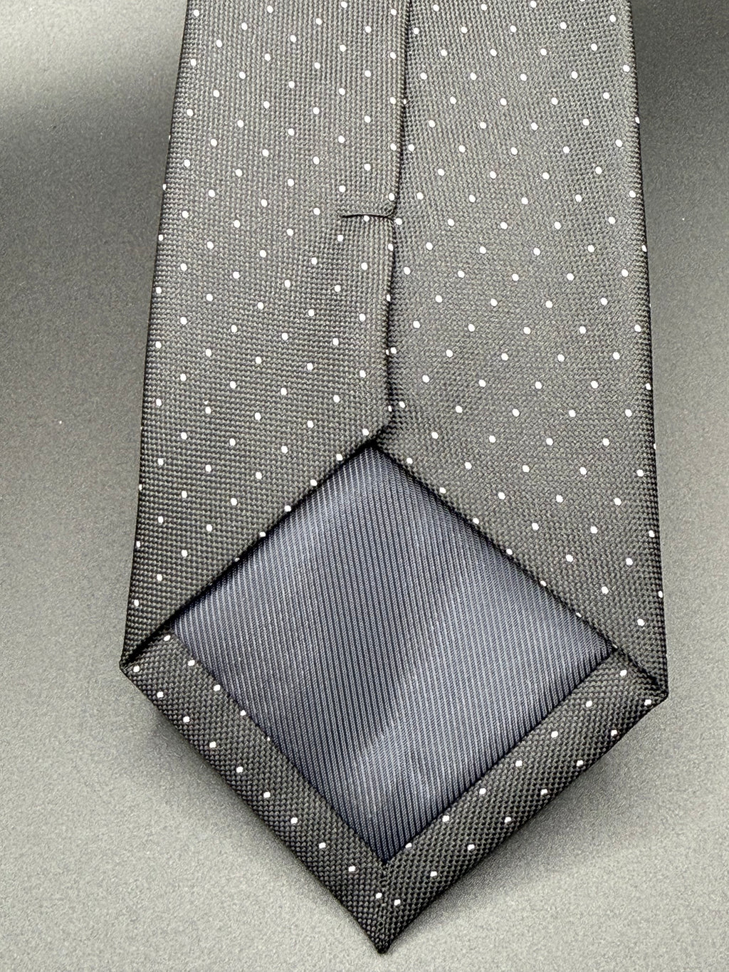 White Micro Dot on Black Necktie