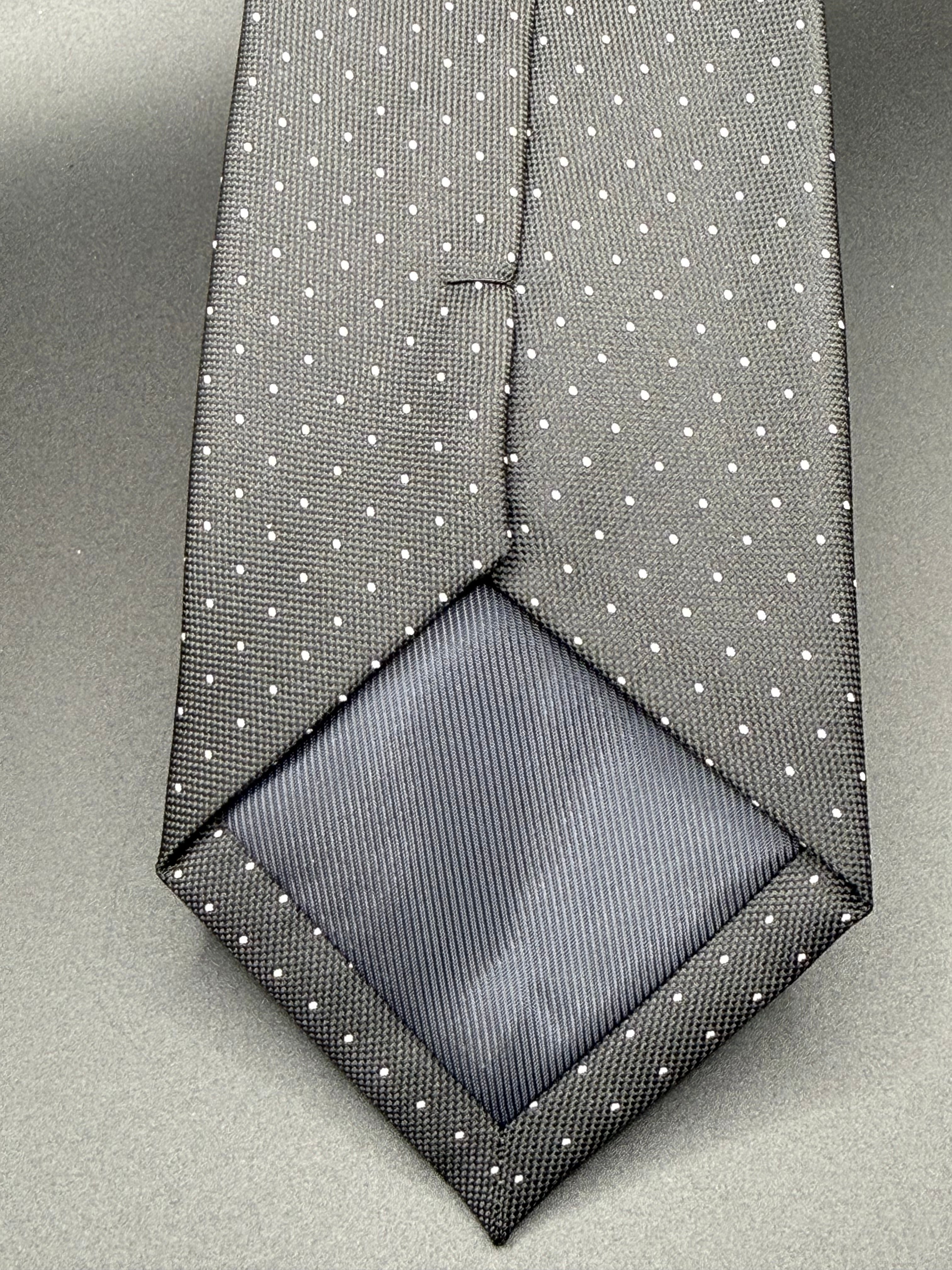 White Micro Dot on Black Necktie