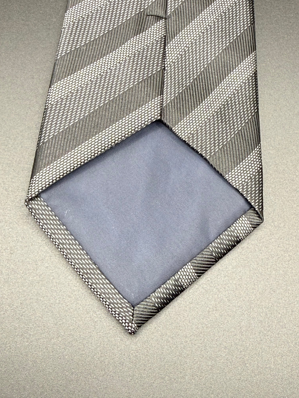 Charcoal, Grey and Silver Striped Necktie
