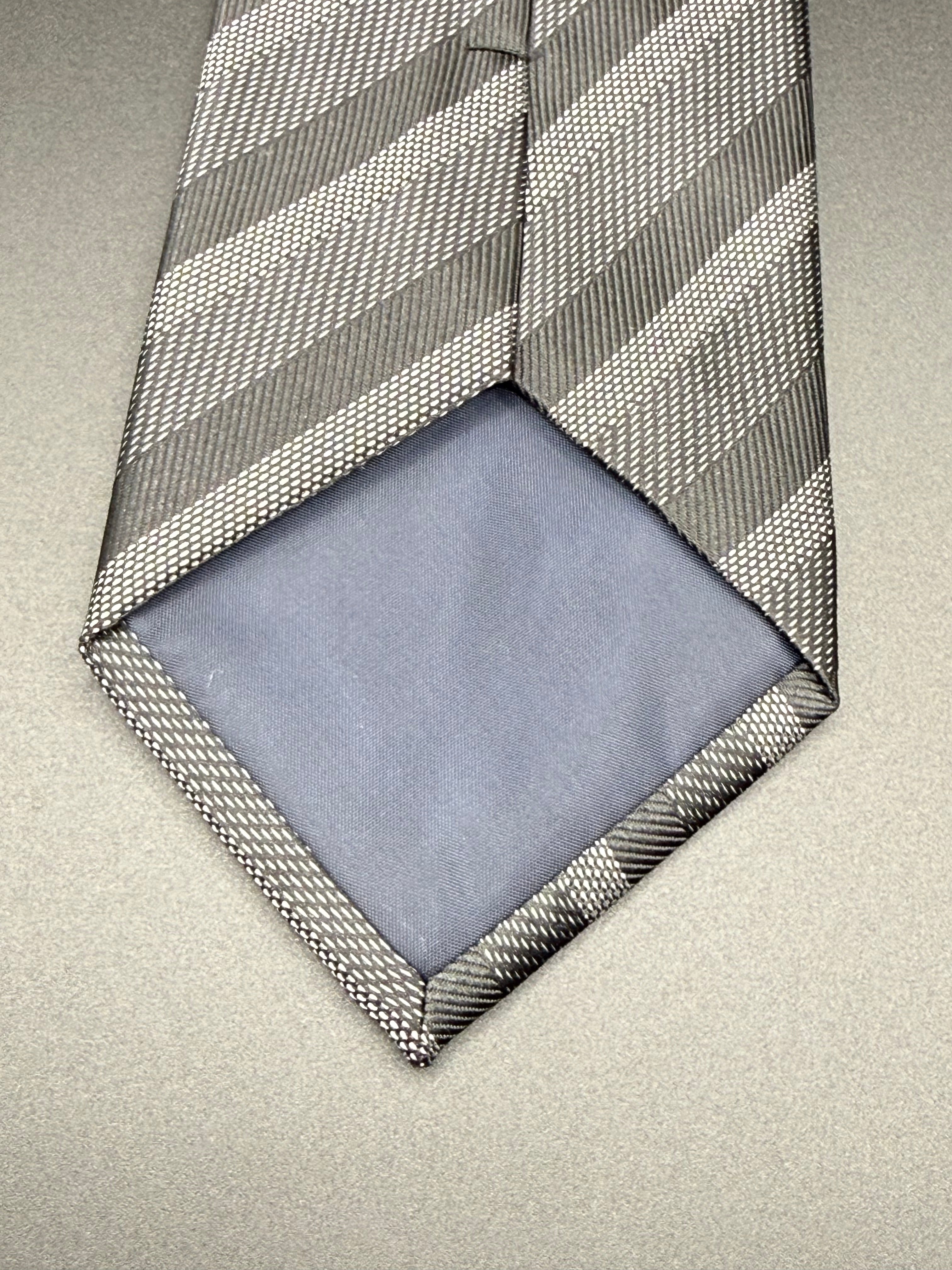 Charcoal, Grey and Silver Striped Necktie