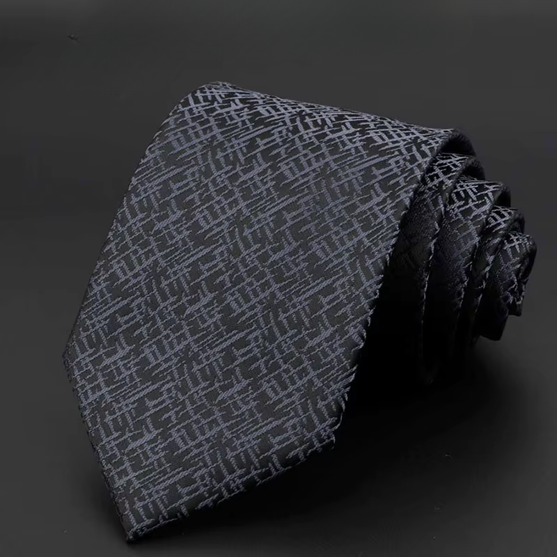 Dynamic Dark Grey Weave on Black Necktie
