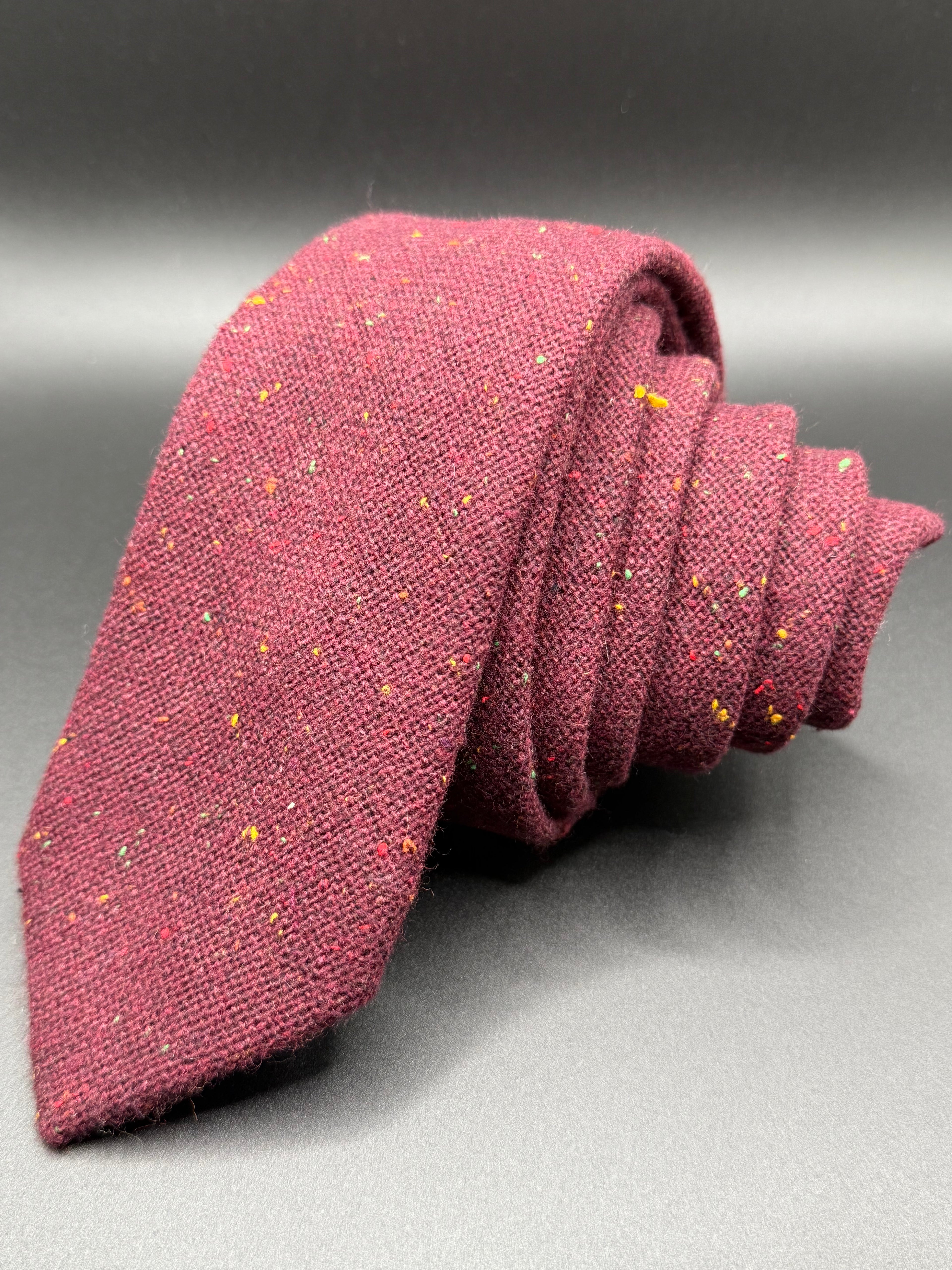 The Burgundy Wool with Multicolored Speckles Necktie