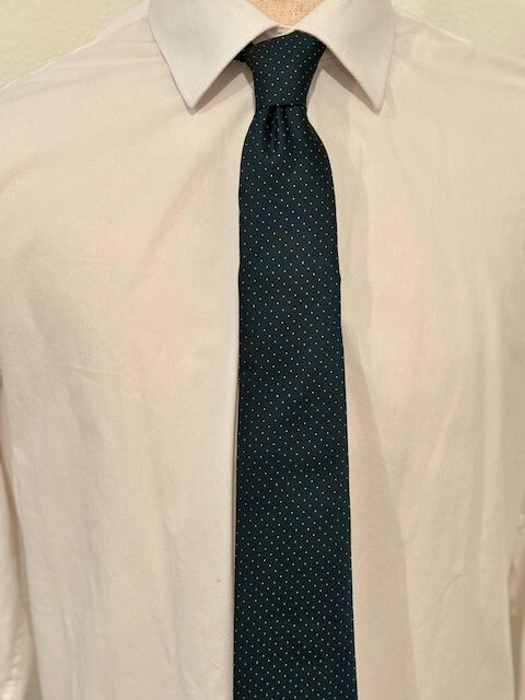 White Micro Dot on Forrest Green Necktie