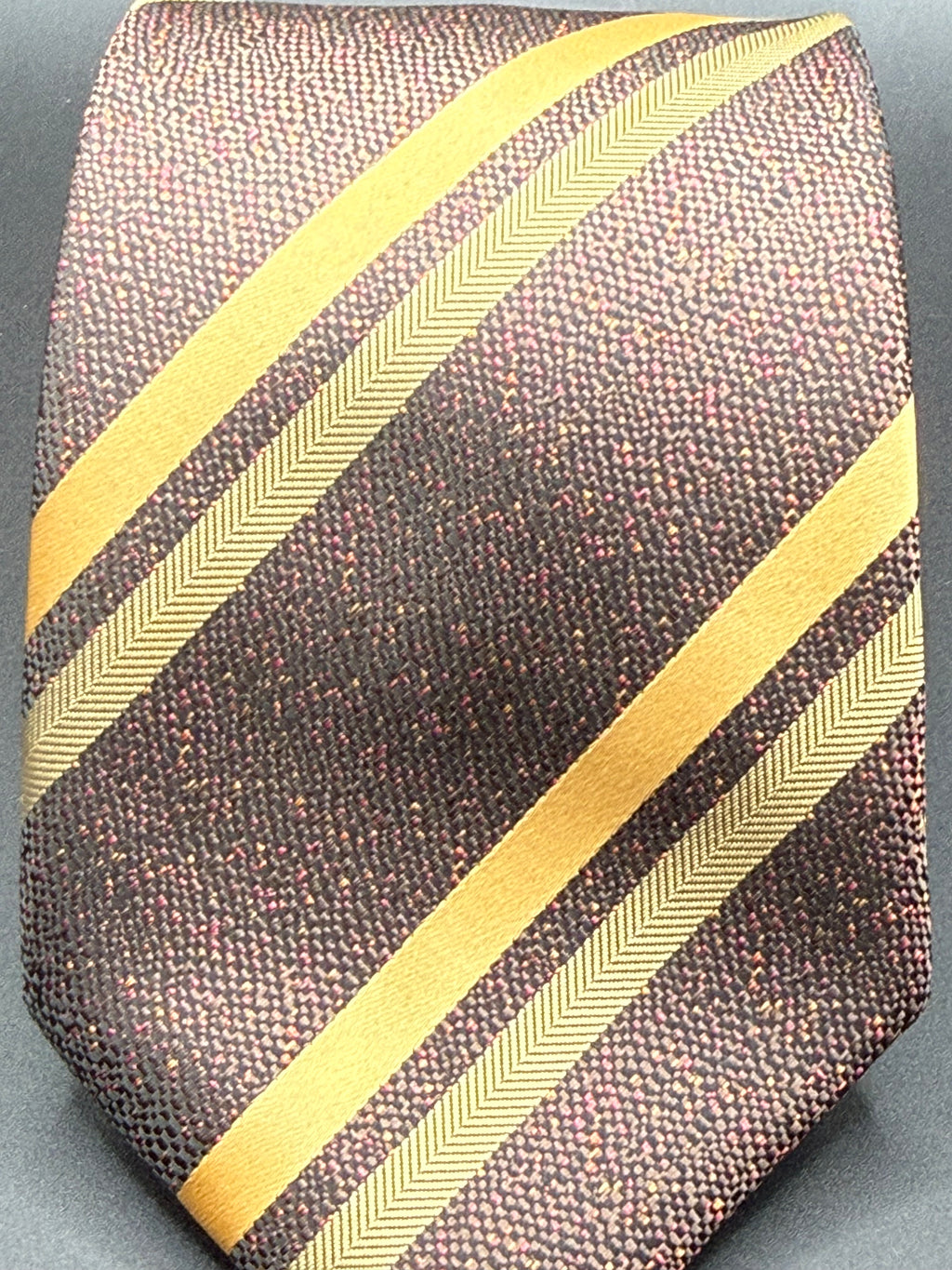 Golden Striped on Brown with Red Speckles Necktie