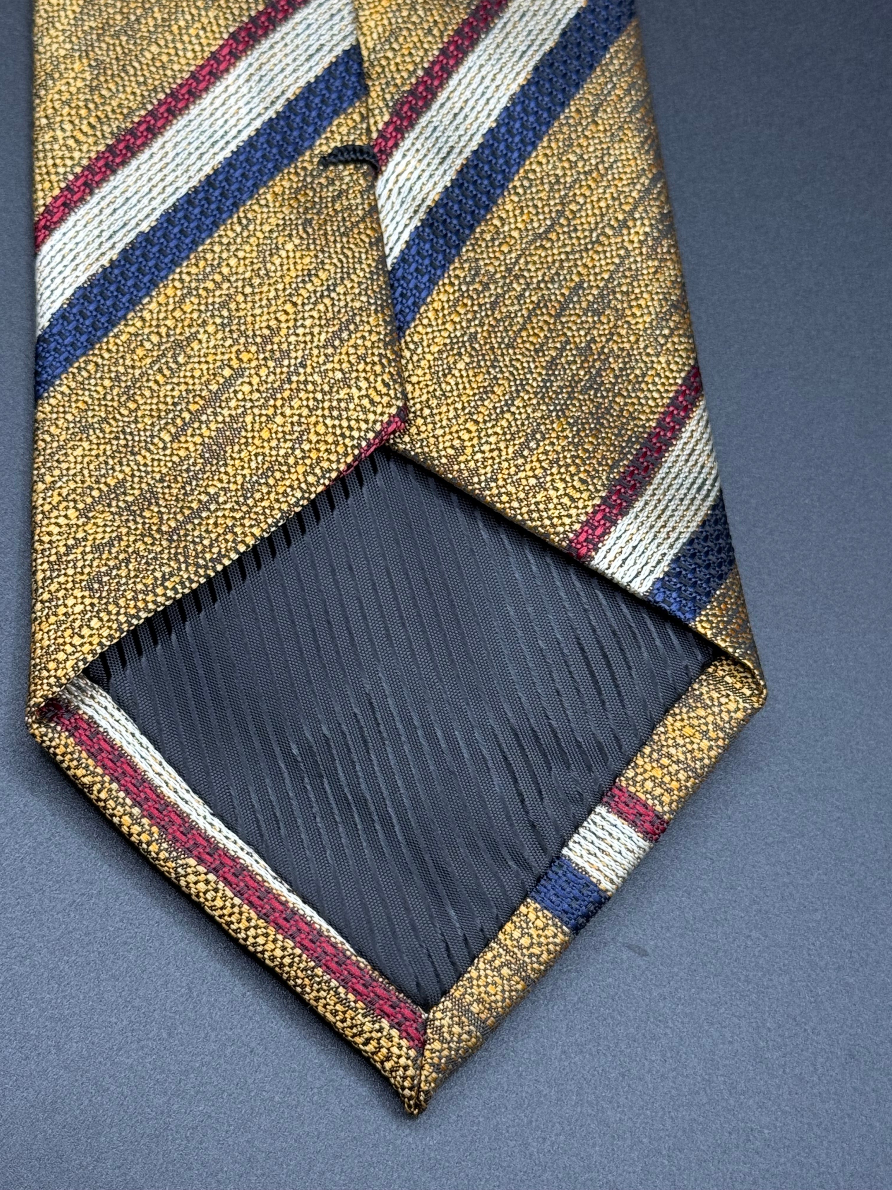 White, Blue, Red, and Golden Yellow Striped Necktie