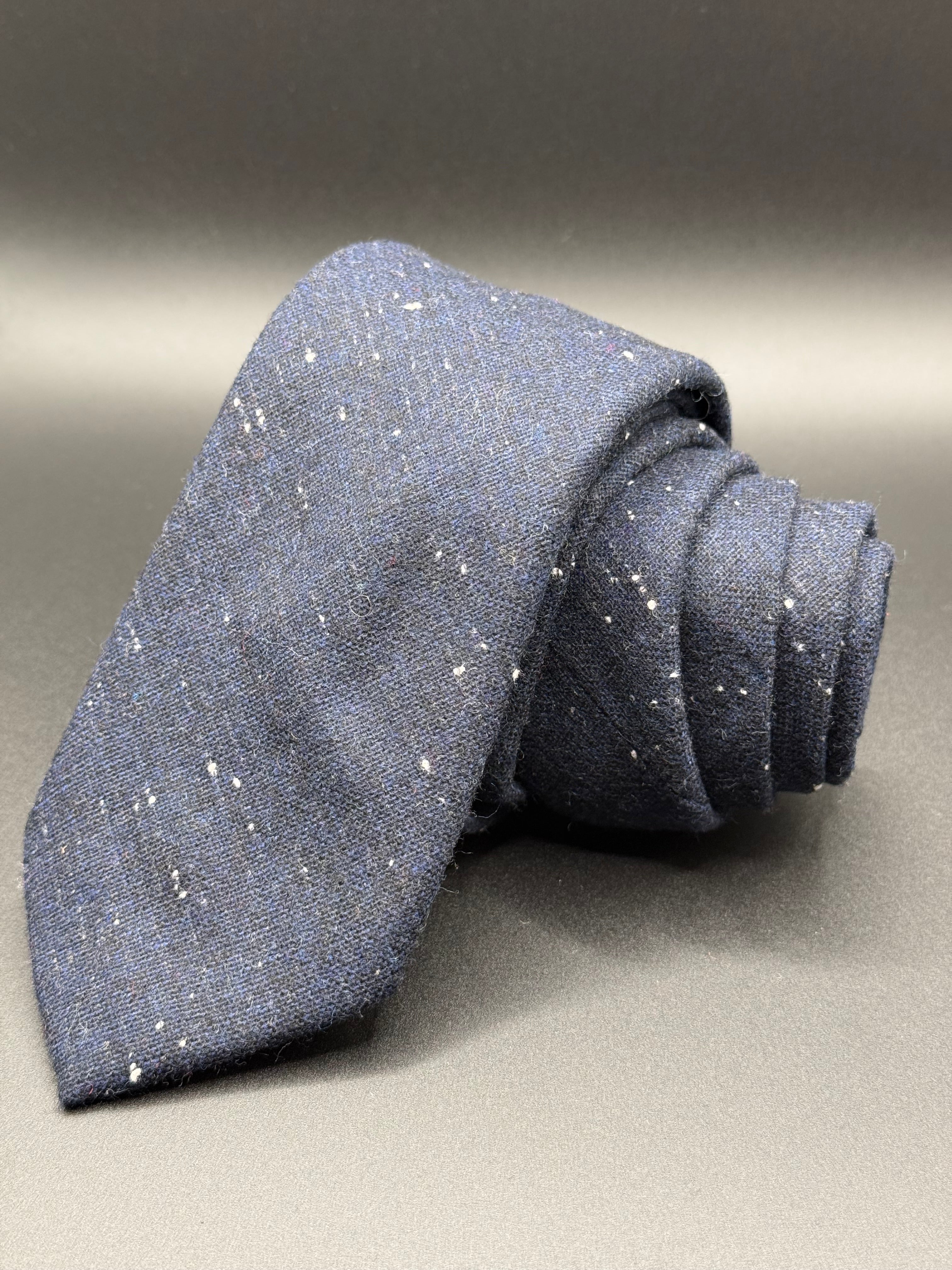 The Midnight Blue Wool with White Speckles Necktie