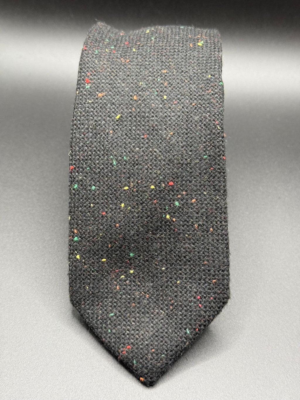 The Black Wool with Multicolored Speckles Necktie