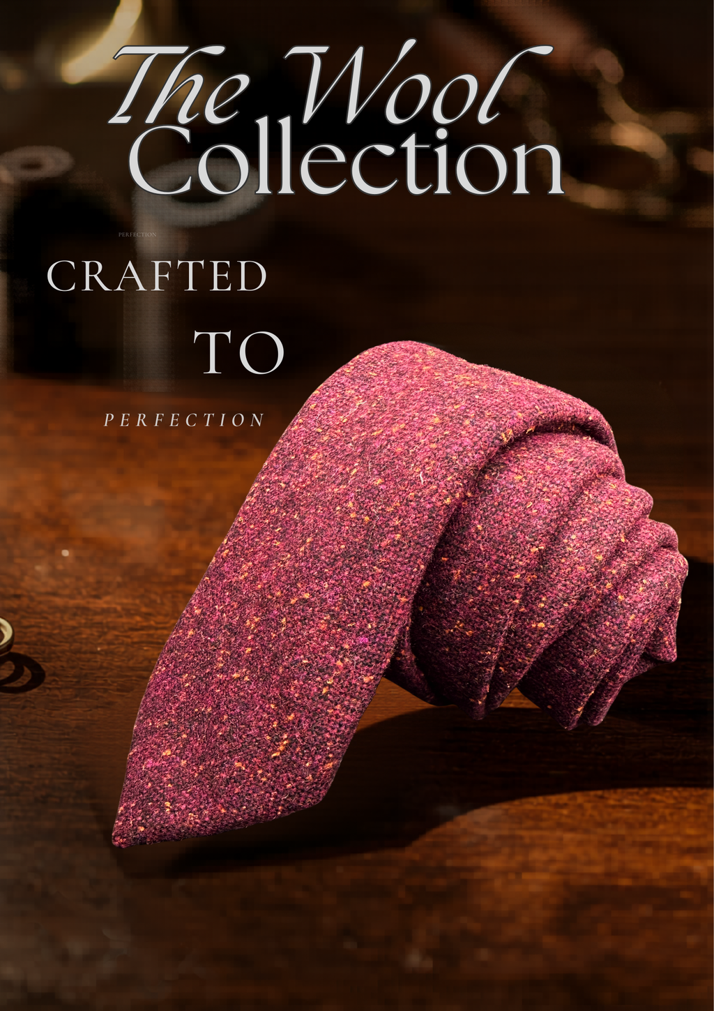 The Burgundy Wool with Orange Speckles Necktie