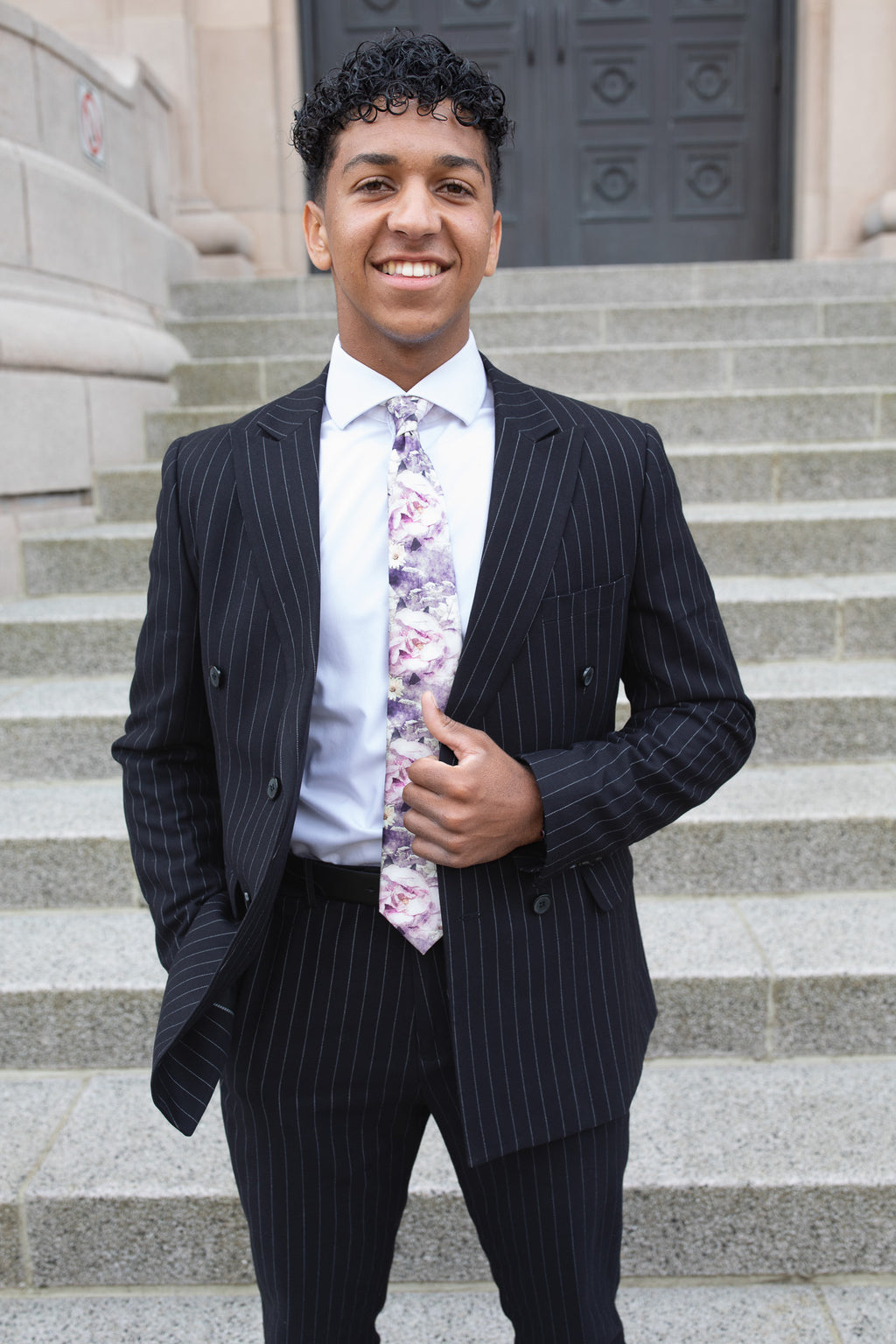 The Lavender Garden Watercolor Floral Necktie