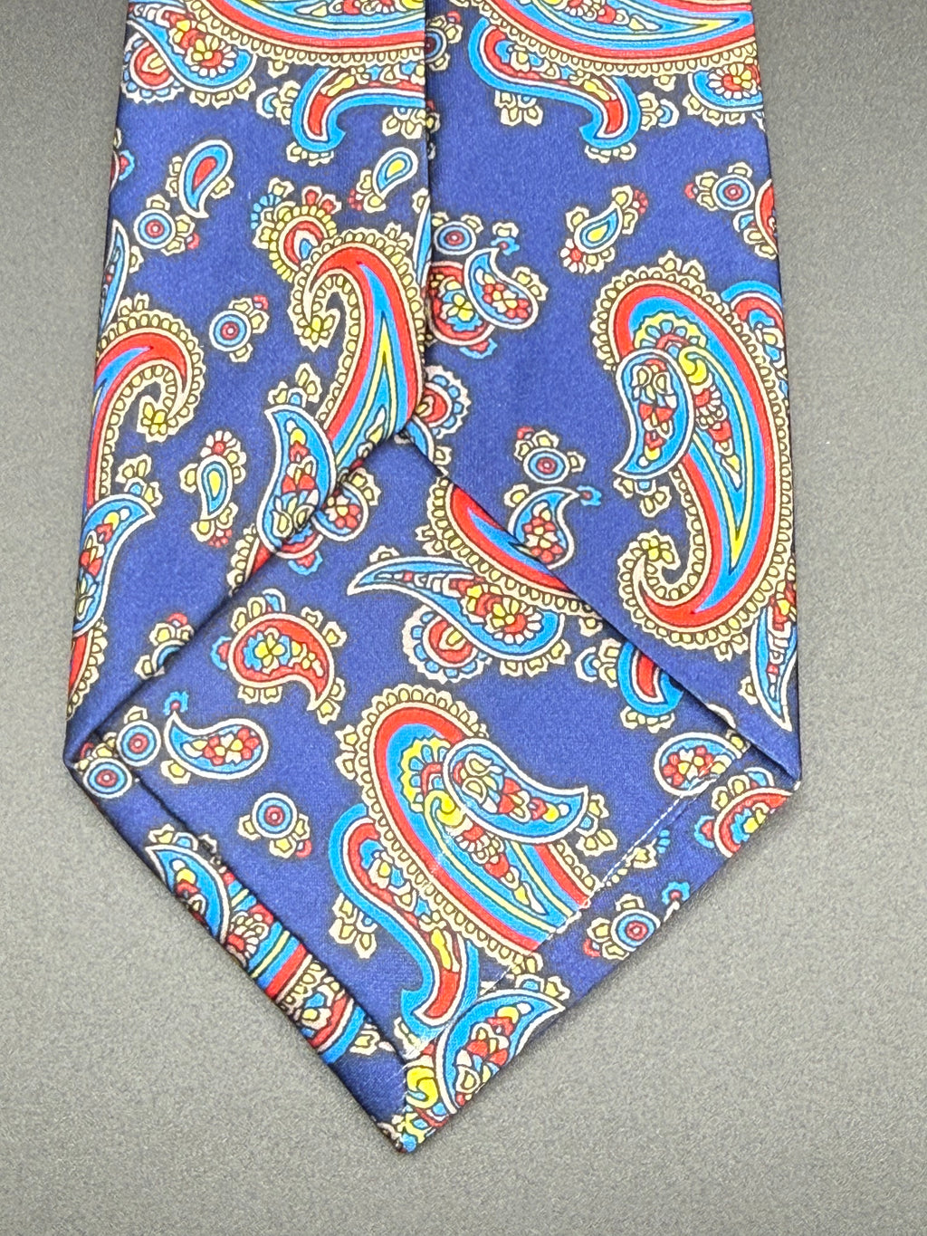 Red, Yellow, and Turquoise Vintage Paisley on Royal Blue Necktie