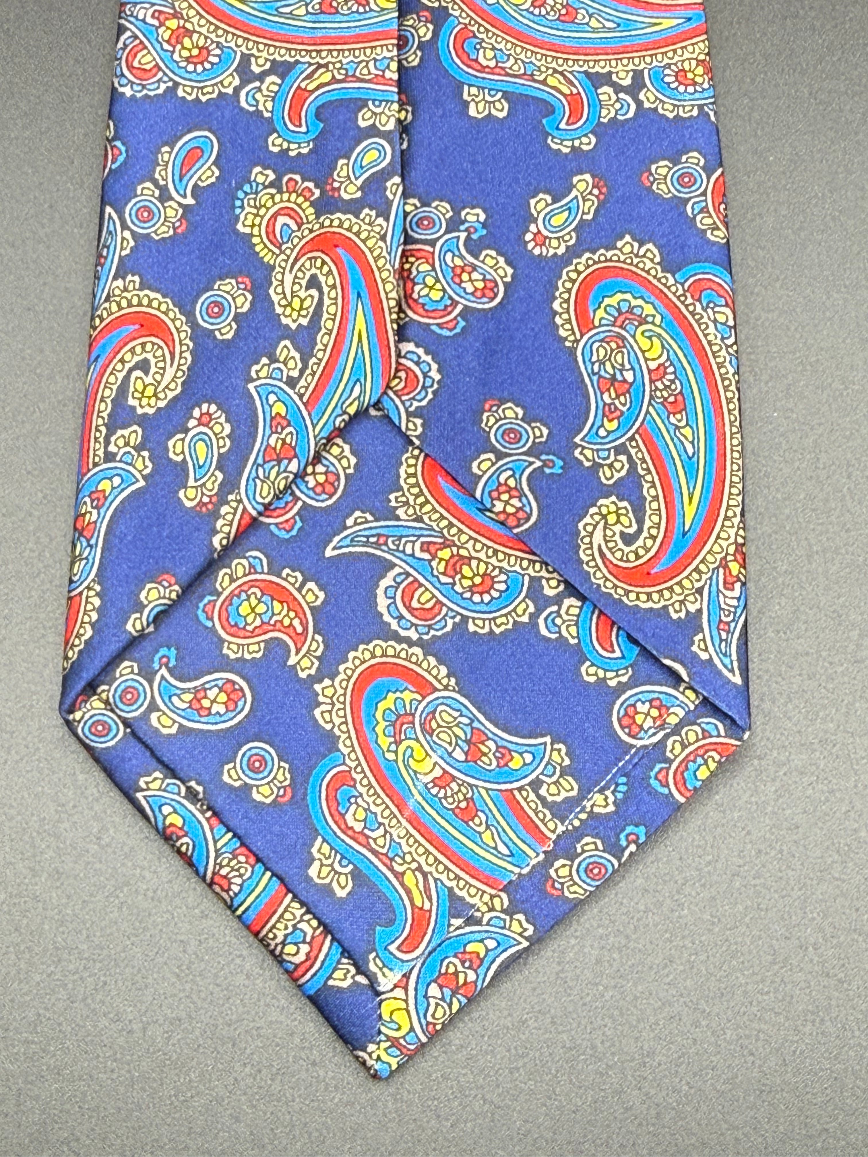 Red, Yellow, and Turquoise Vintage Paisley on Royal Blue Necktie