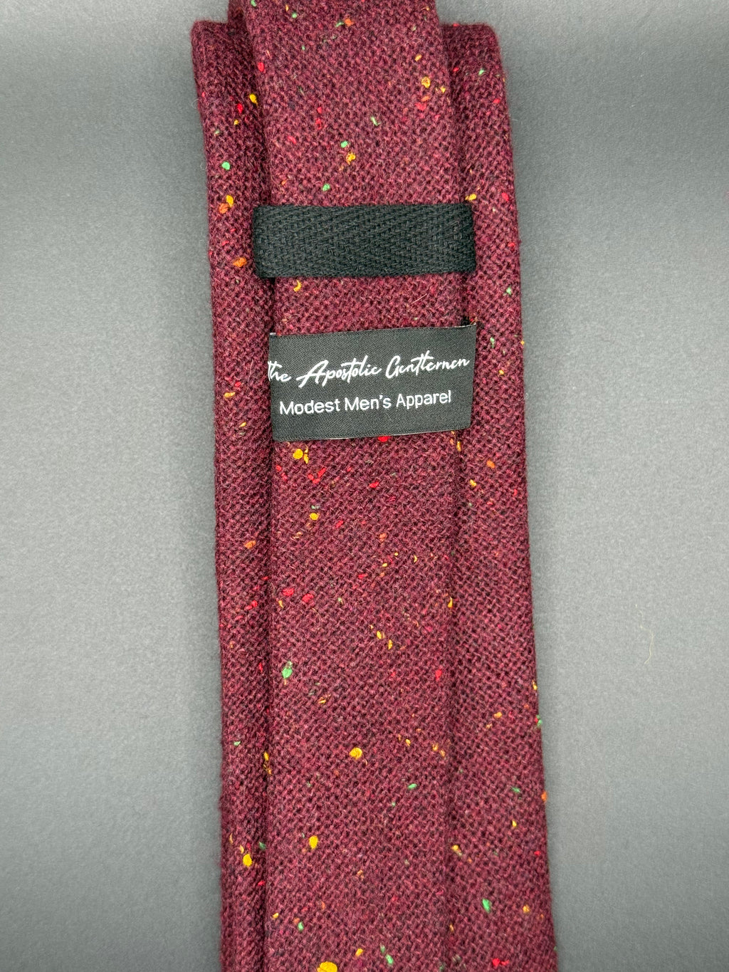 The Burgundy Wool with Multicolored Speckles Necktie