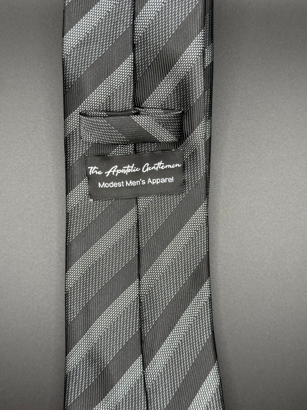 Charcoal, Grey and Silver Striped Necktie