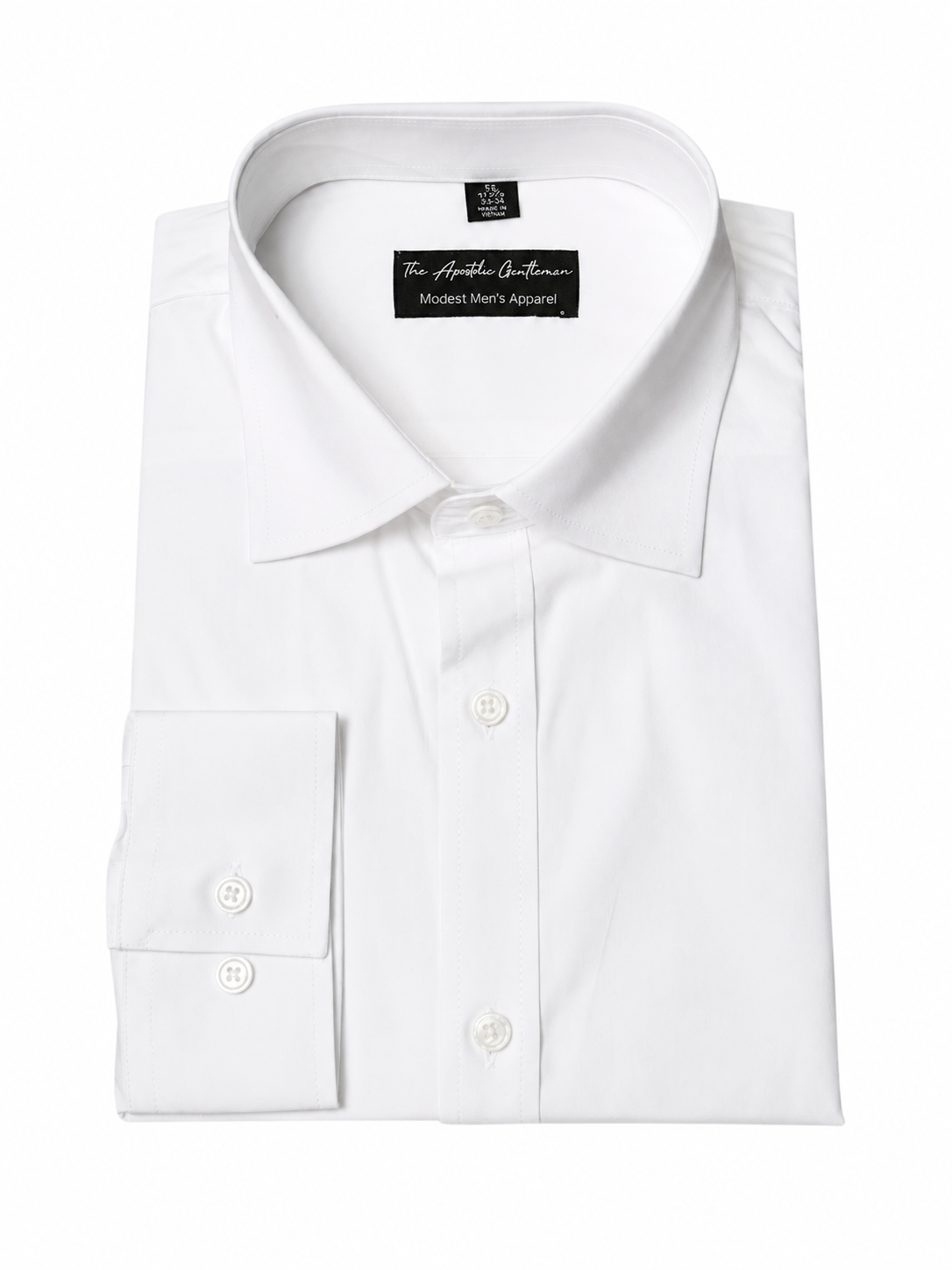 White Classic Men's Long Sleeve Dress Shirt
