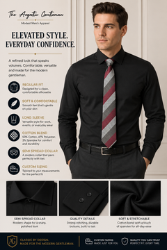 Black Classic Men's Long Sleeve Dress Shirt