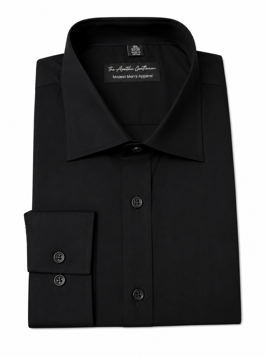 Black Classic Men's Long Sleeve Dress Shirt