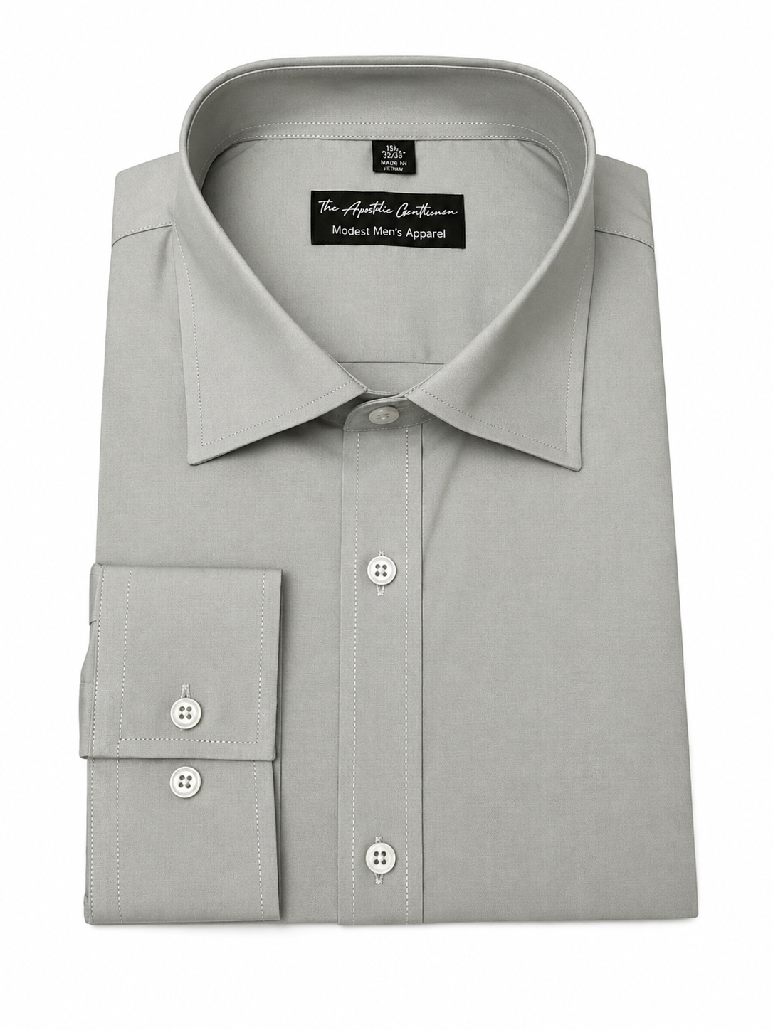 Light Grey Classic Men's Long Sleeve Dress Shirt