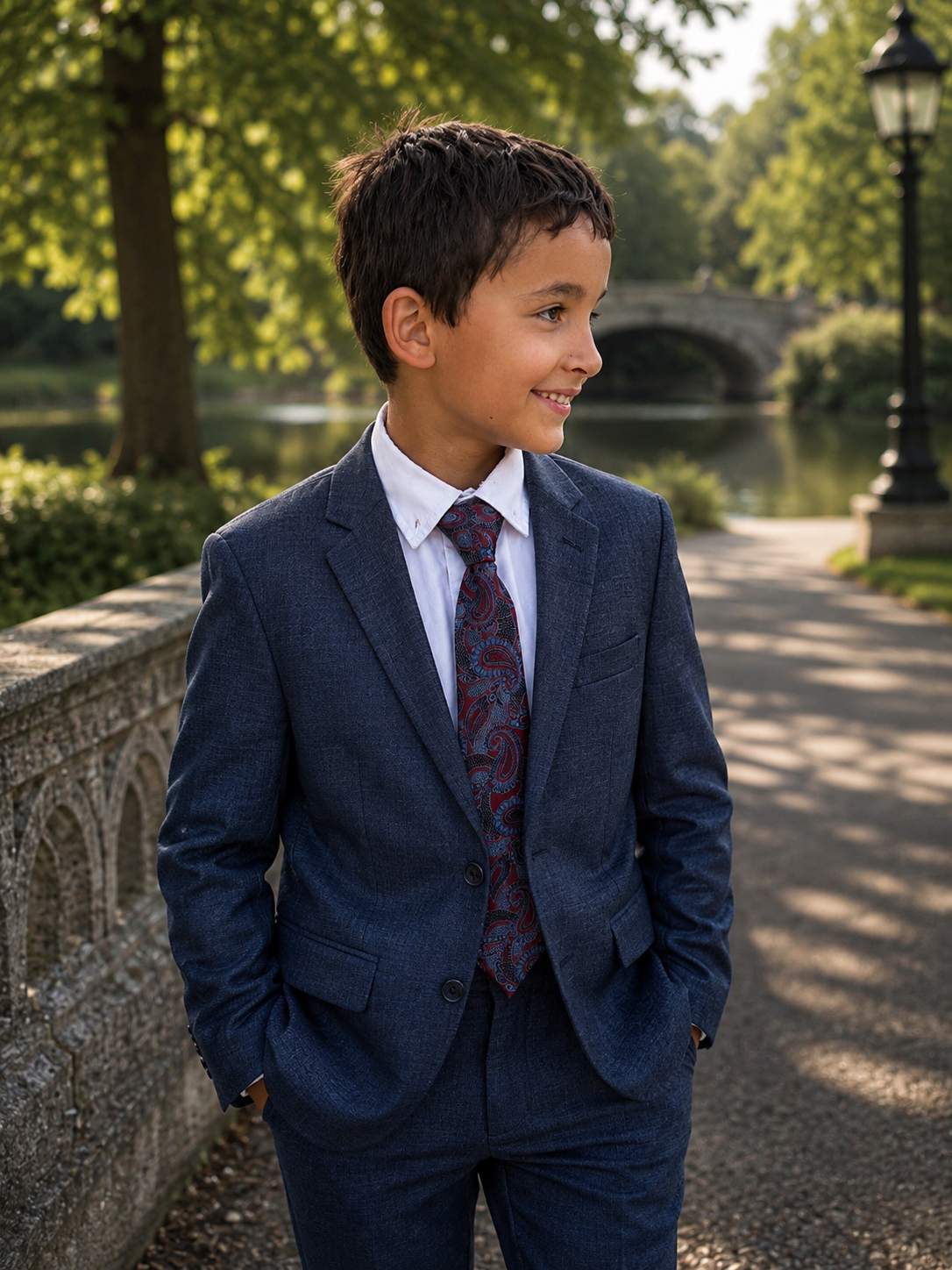 Baby Blue, Burgundy Paisley on Burgundy Young Gentleman Necktie