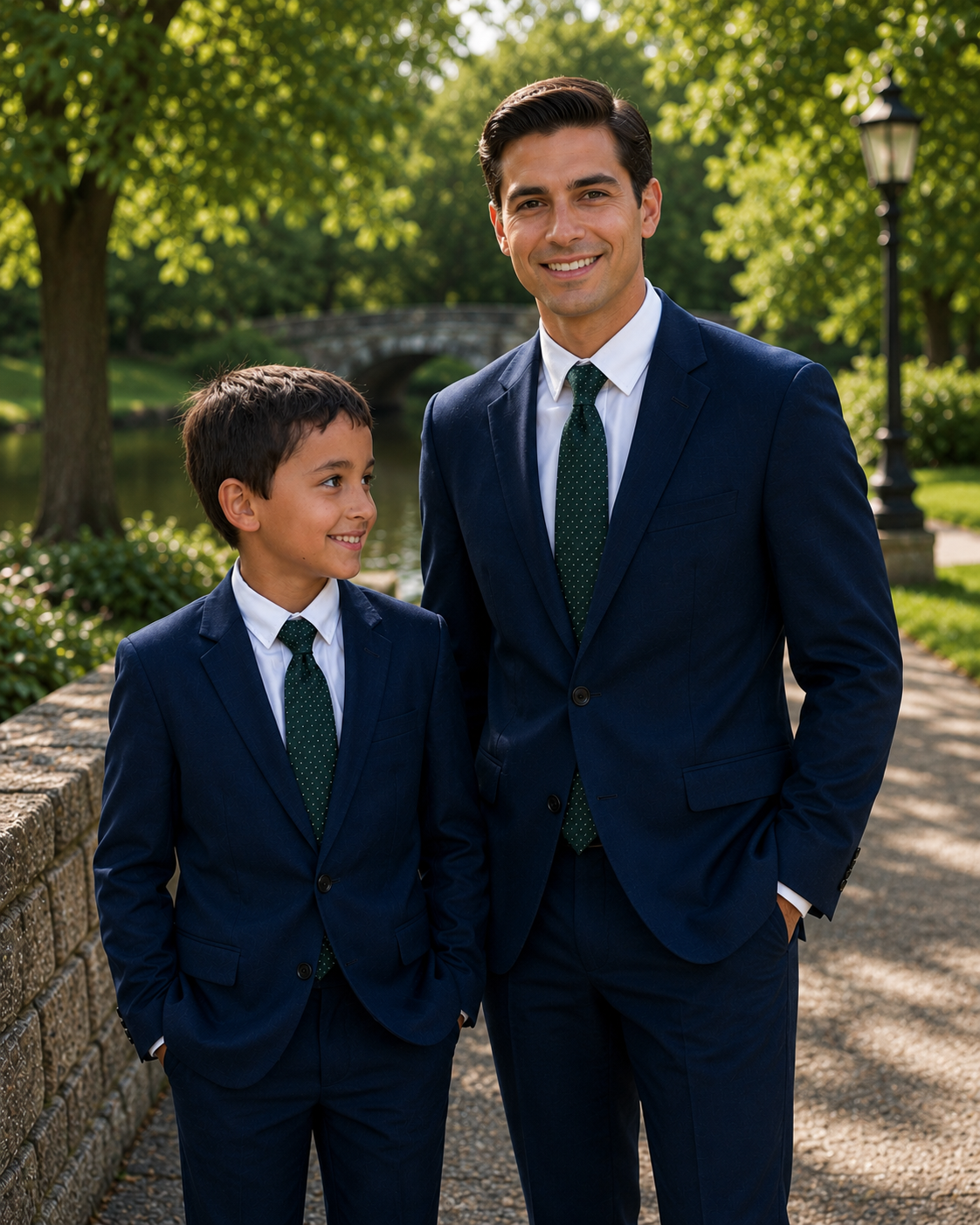 White Micro Dot on Forrest Green Young Gentleman Necktie
