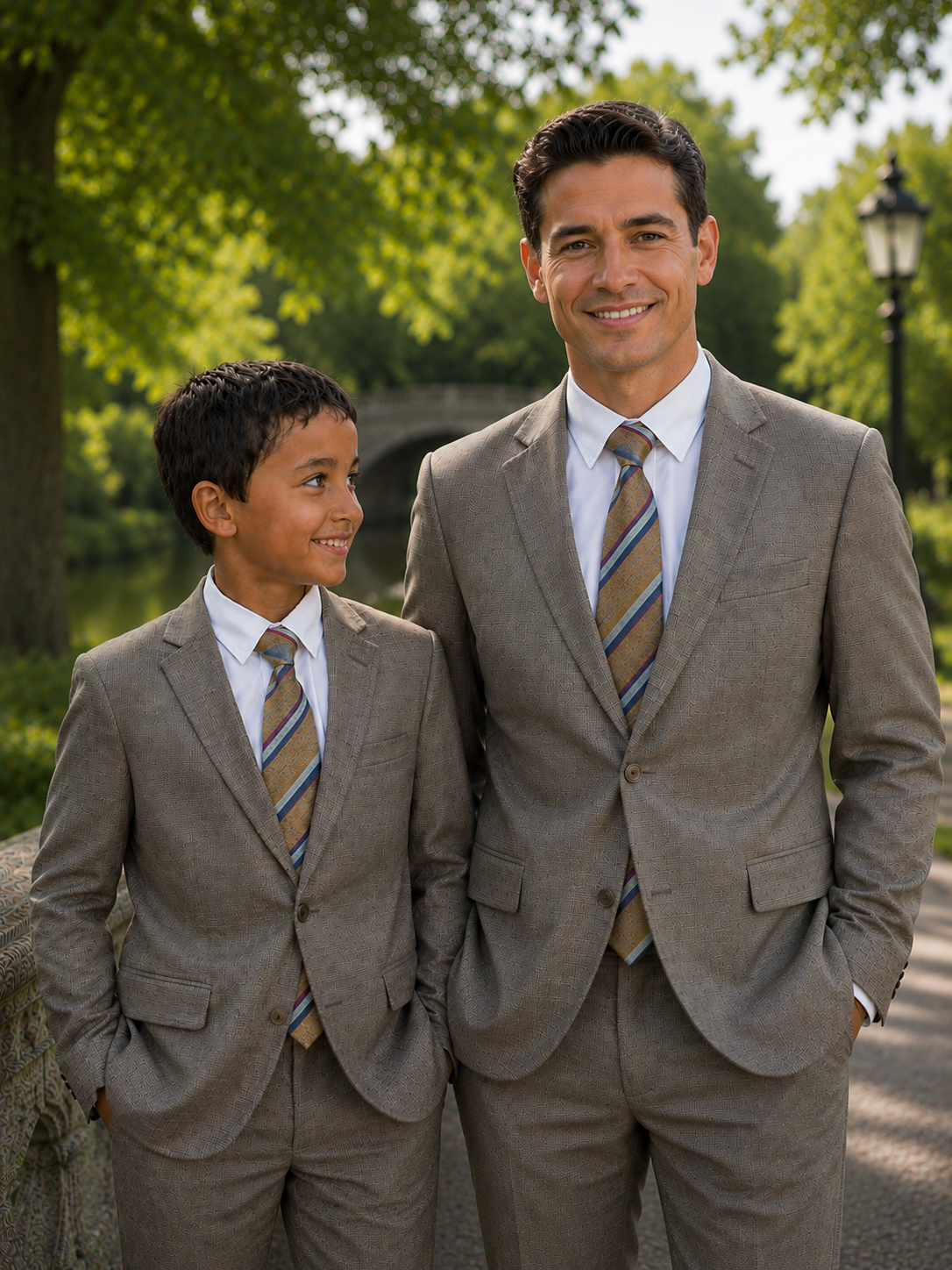 White, Blue, Red, and Golden Yellow Striped Necktie