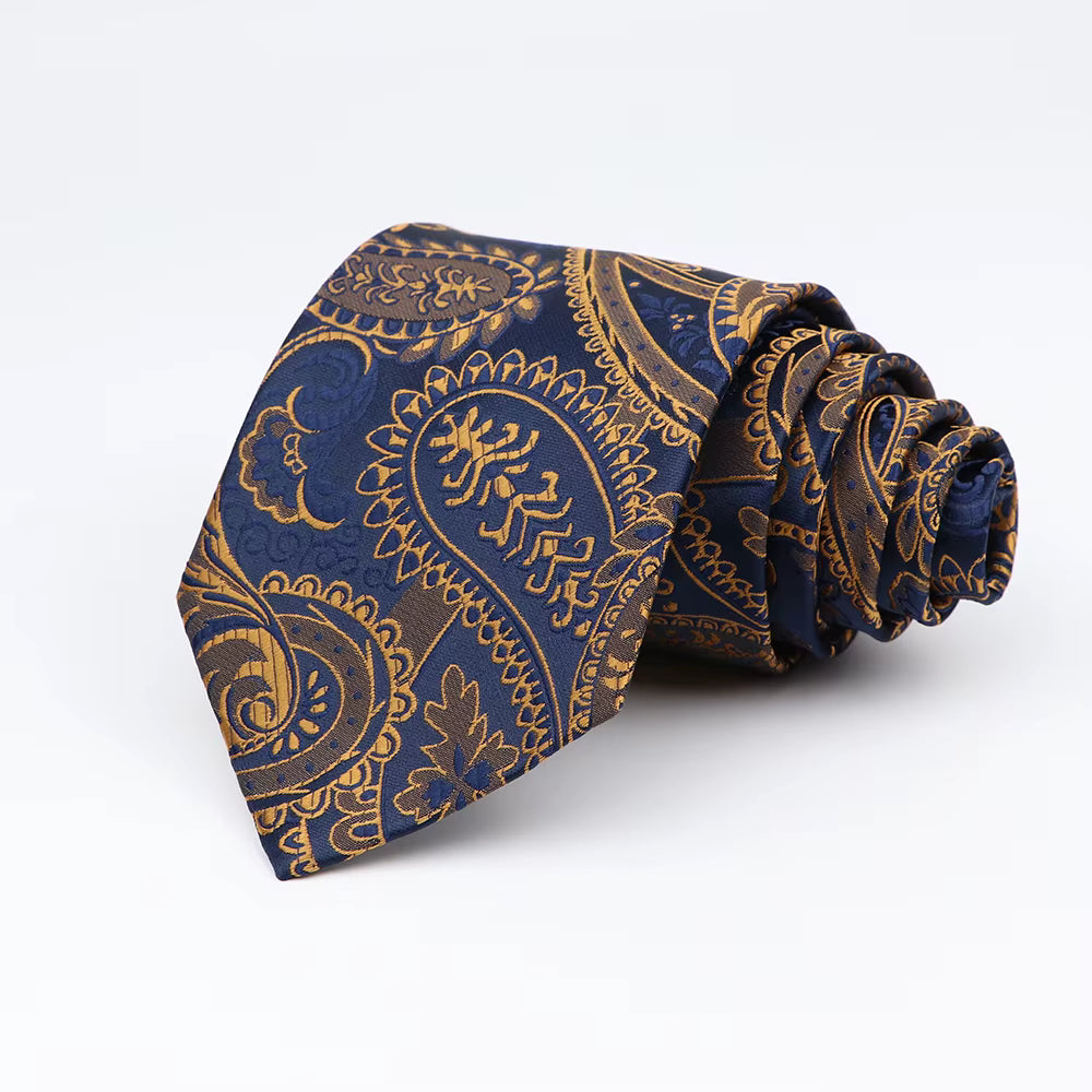 Copper and Navy Paisley on Navy Necktie