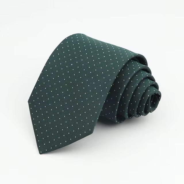 White Micro Dot on Forrest Green Necktie