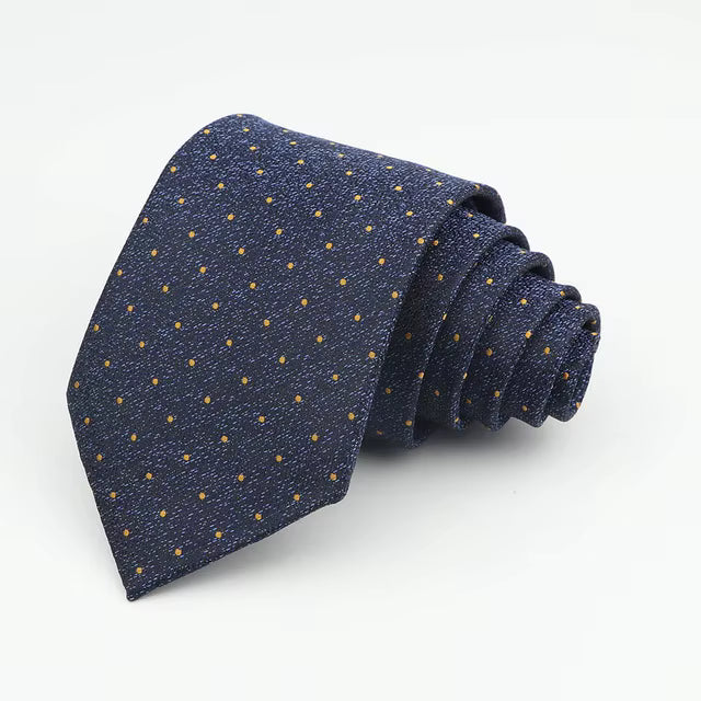 Gold Polka dots on black with Blue Speckles Necktie