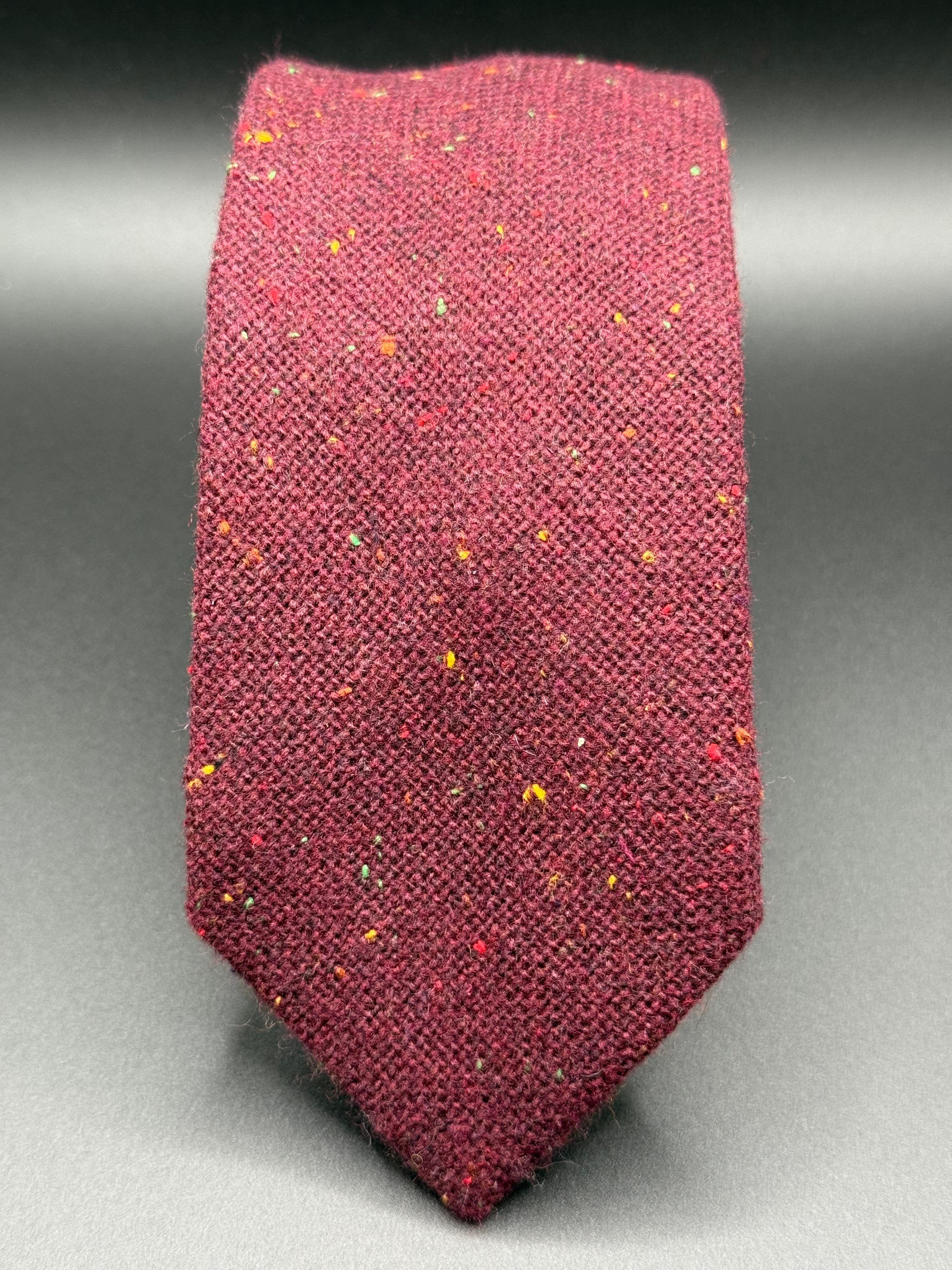 The Burgundy Wool with Multicolored Speckles Necktie
