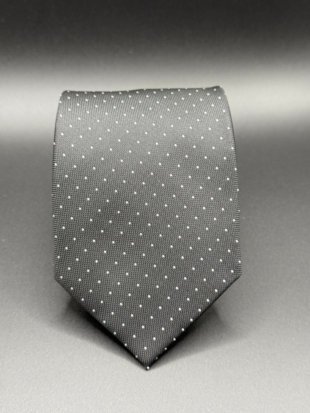 White Micro Dot on Black Necktie