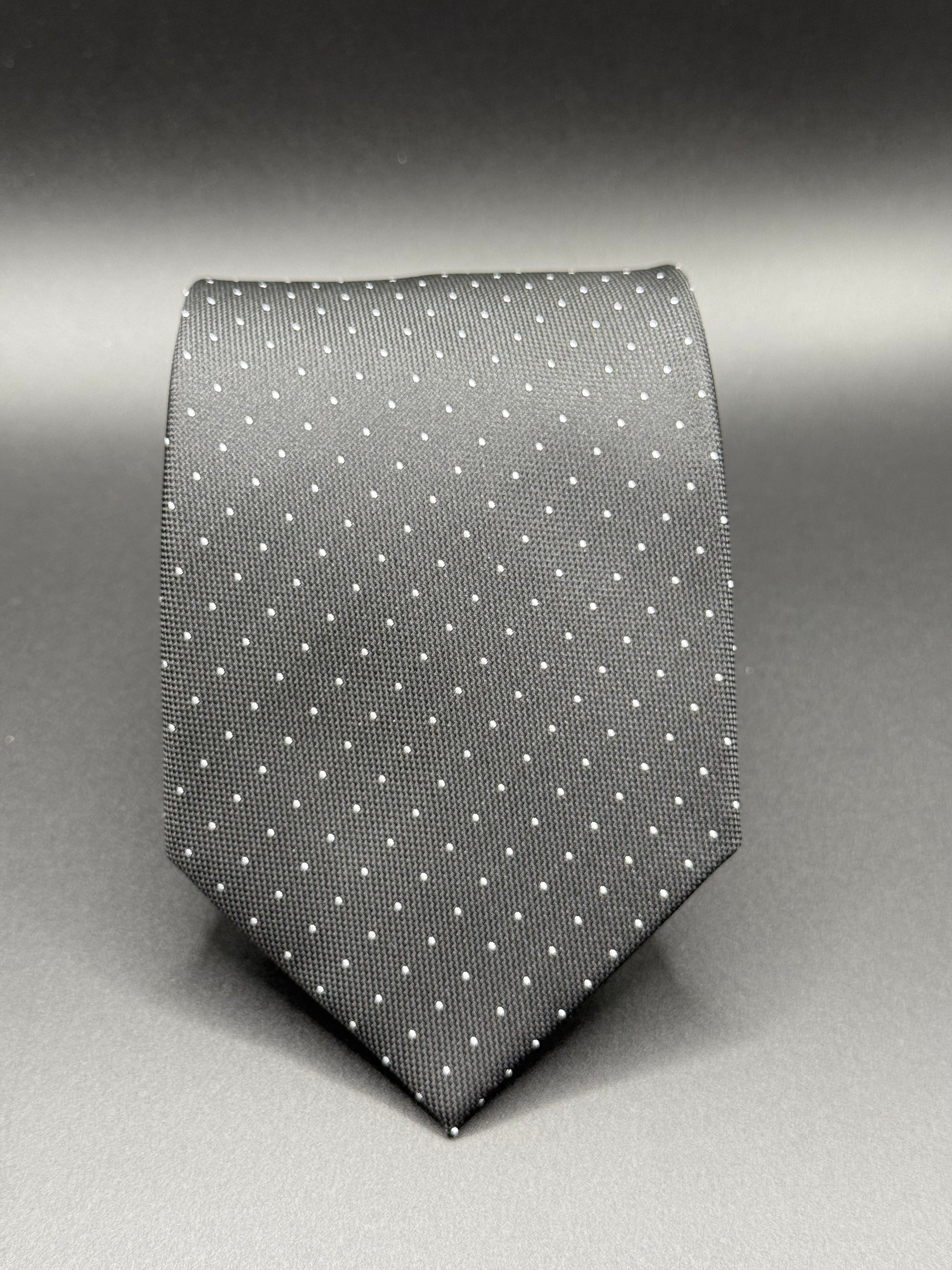 White Micro Dot on Black Necktie