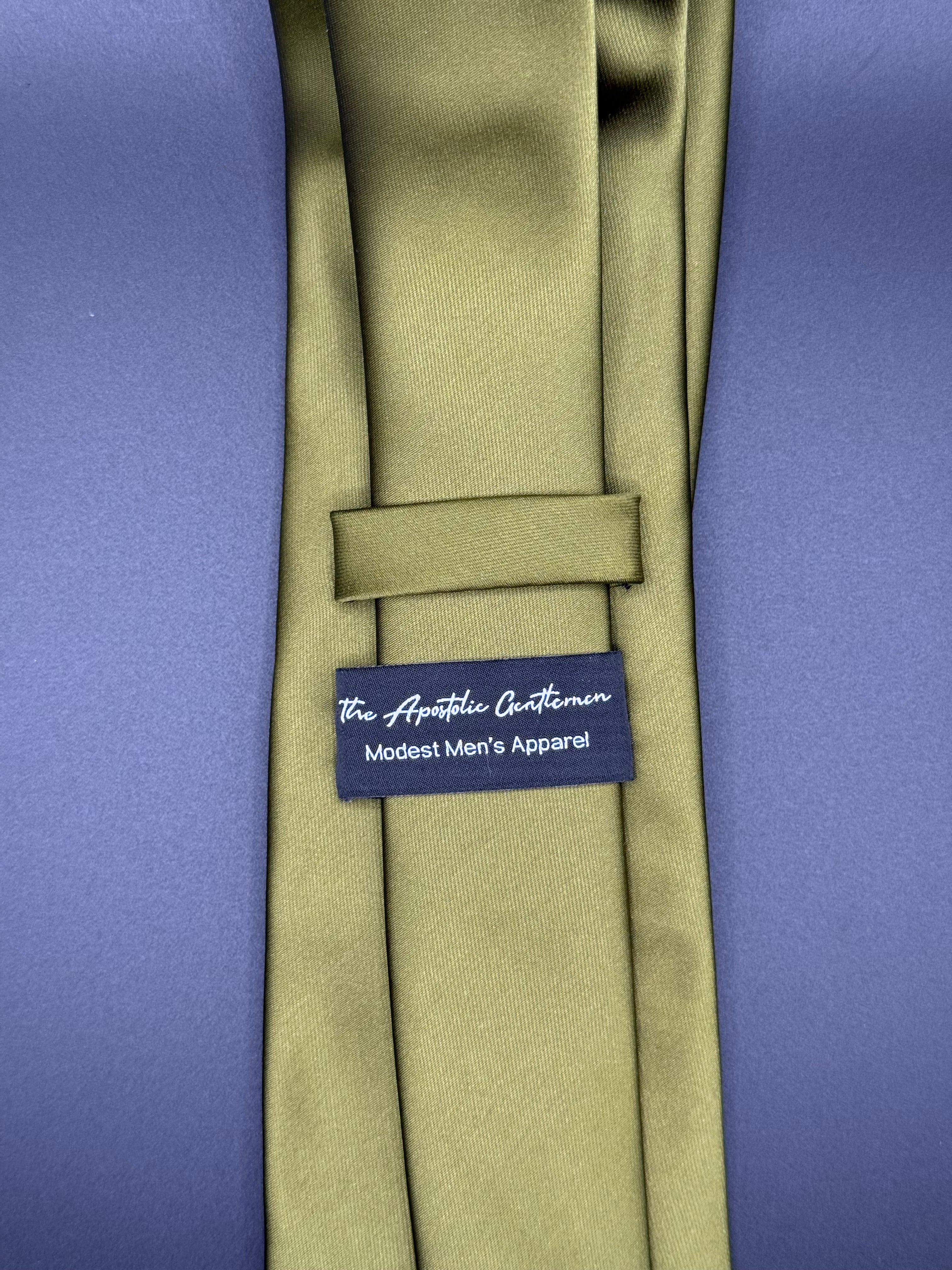 Olive-Green Satin Necktie