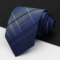 Silver, Grey, Blue, and Navy Plaid Necktie