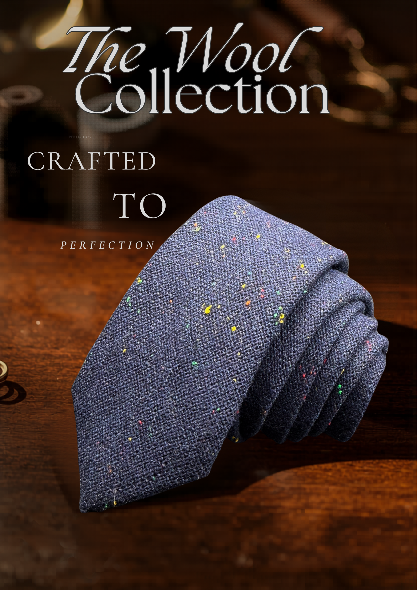 The Slate Blue Wool with multicolored Speckles Necktie