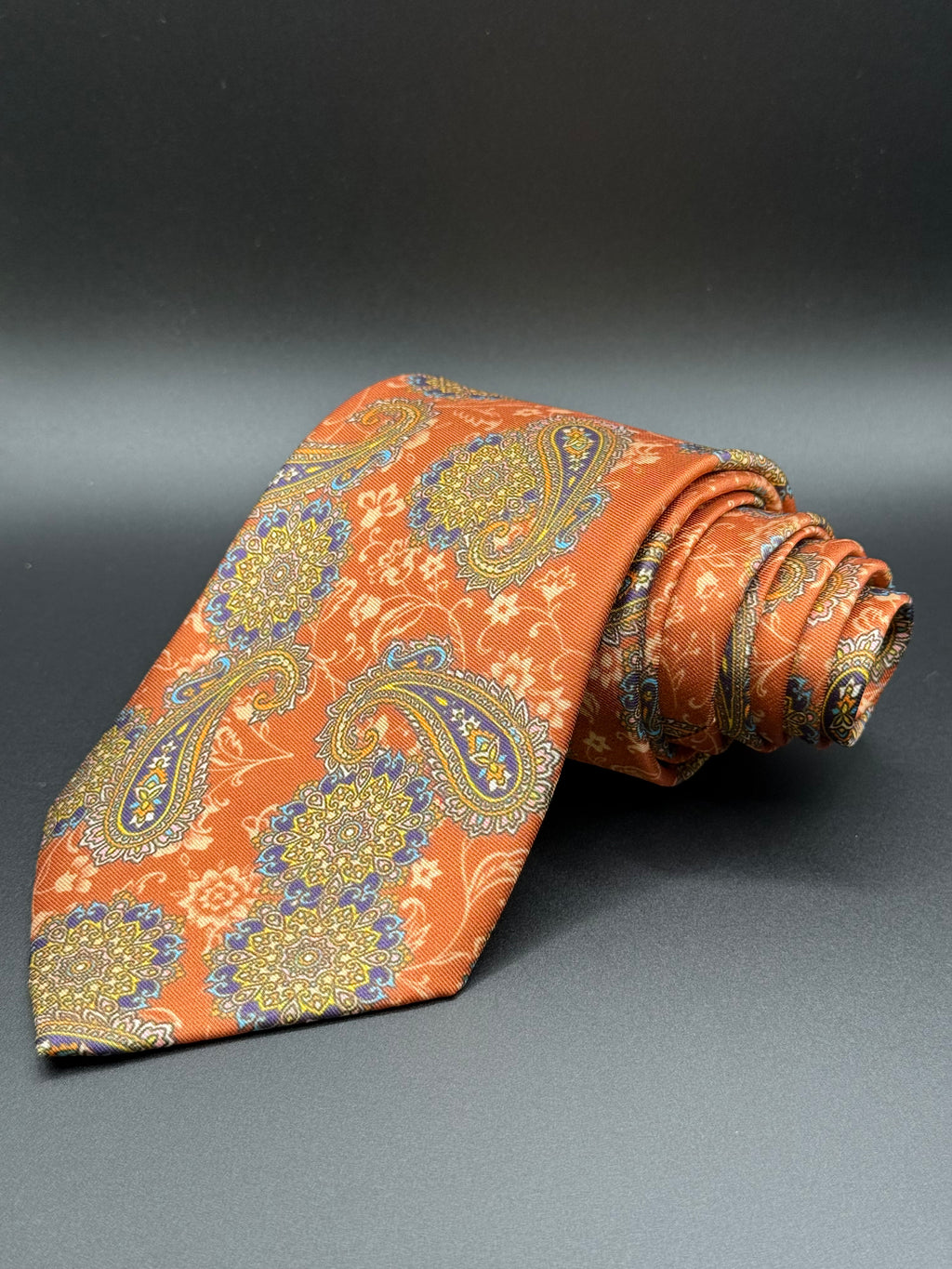 The Midnight and Mandarin Paisley Necktie