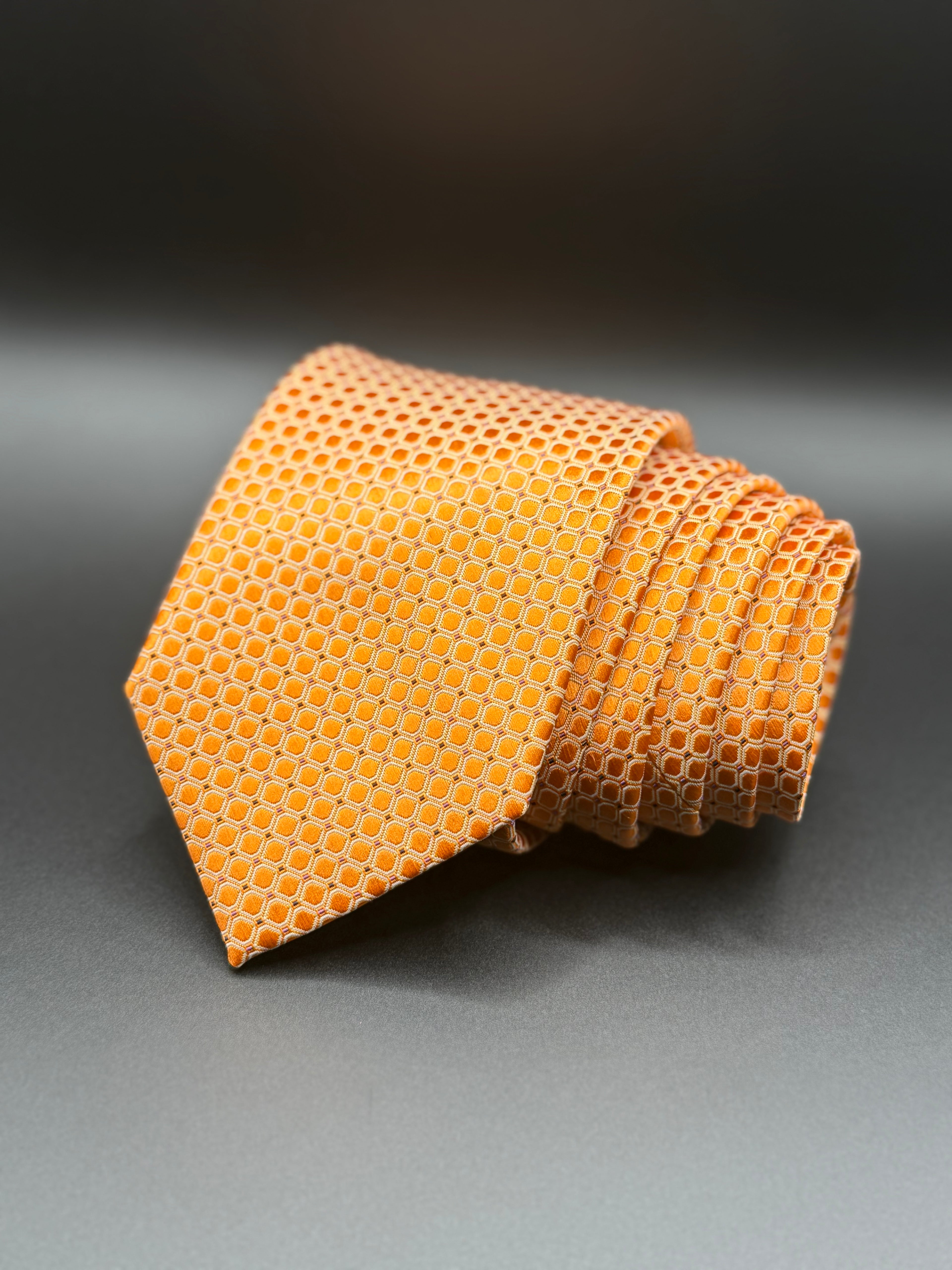 Tangerine Micro Square Geometric Necktie
