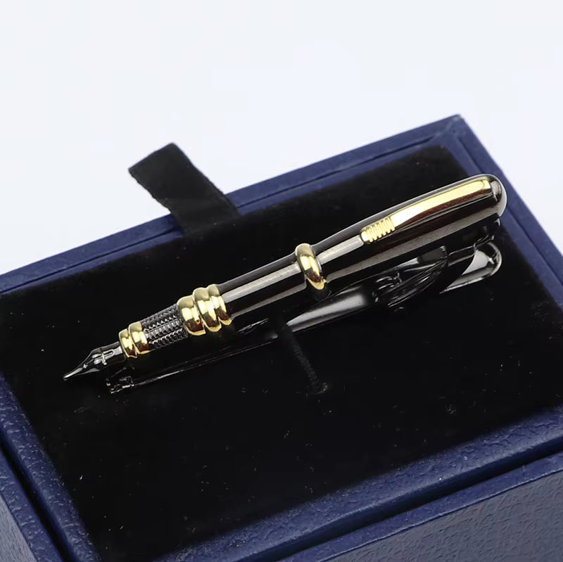 gold and black pen tie clip